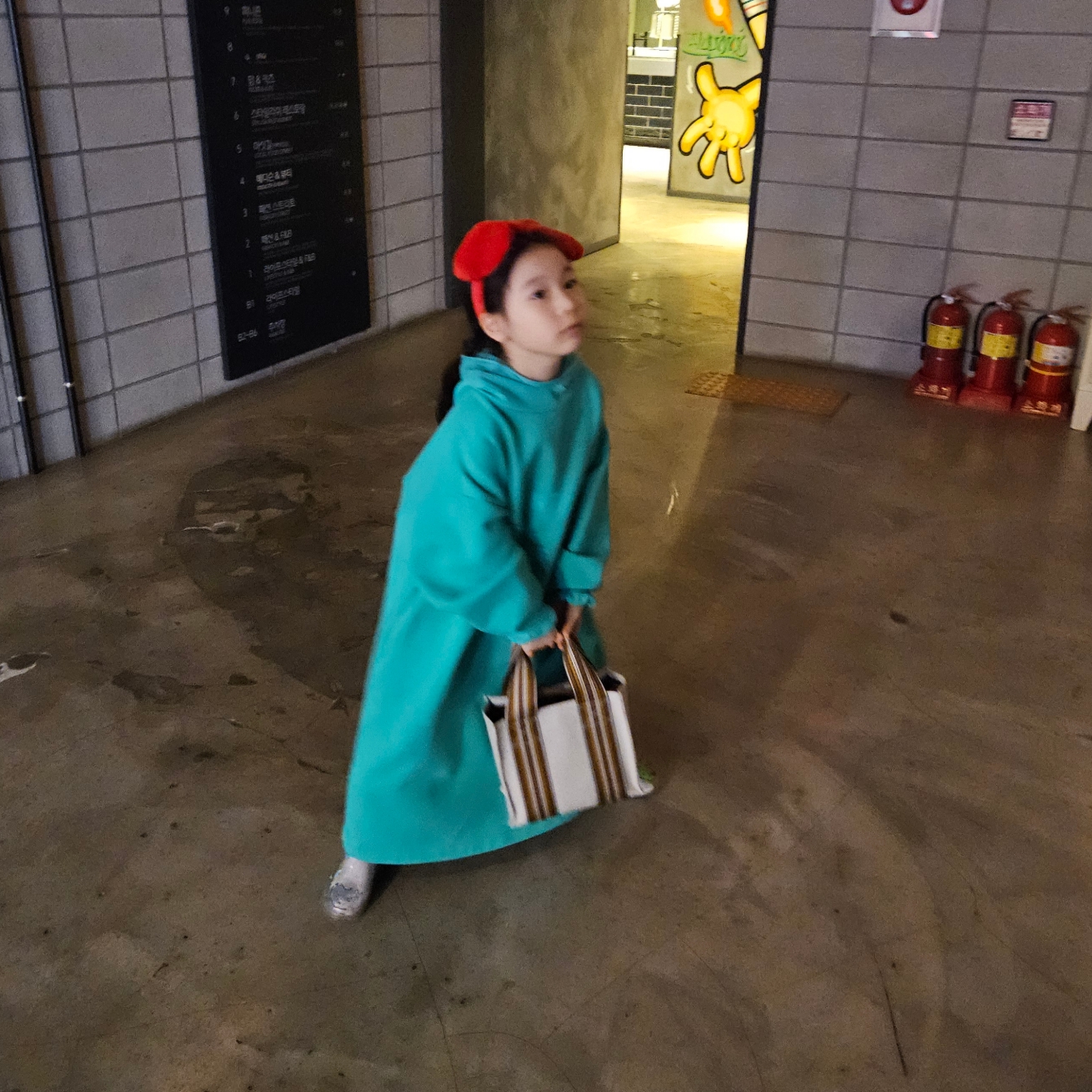 (Kids) Essentials Nylon Fleece Hooded Dress Mint Leaf - 24SS 착용 스타일 - 3