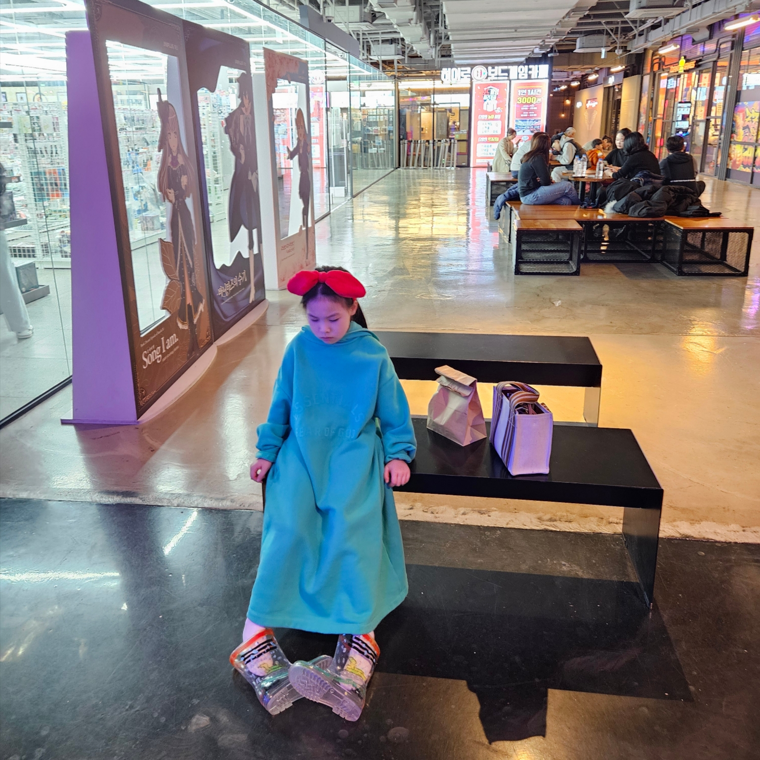 (Kids) Essentials Nylon Fleece Hooded Dress Mint Leaf - 24SS 착용 스타일 - 2