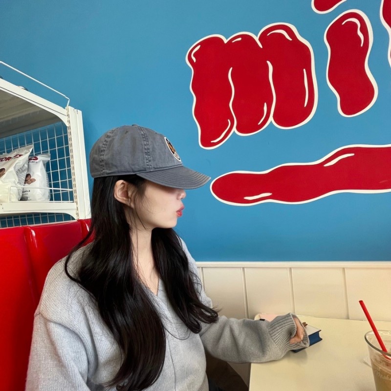 Double RL Garment Dyeing Twill Ball Cap Blue 착용 스타일 - 3