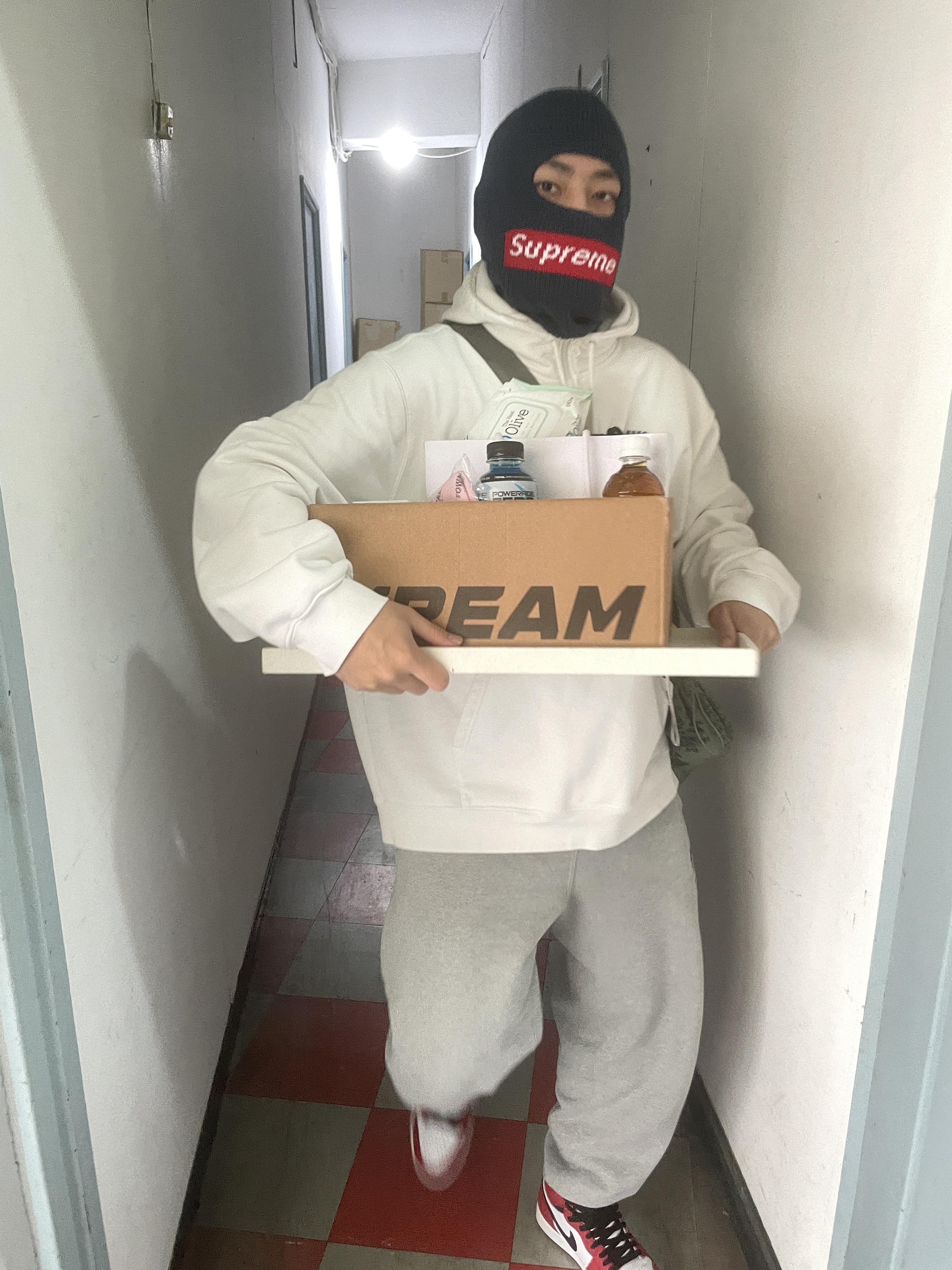Supreme New Era Box Logo Balaclava Navy - 21FW 착용 스타일 - 1
