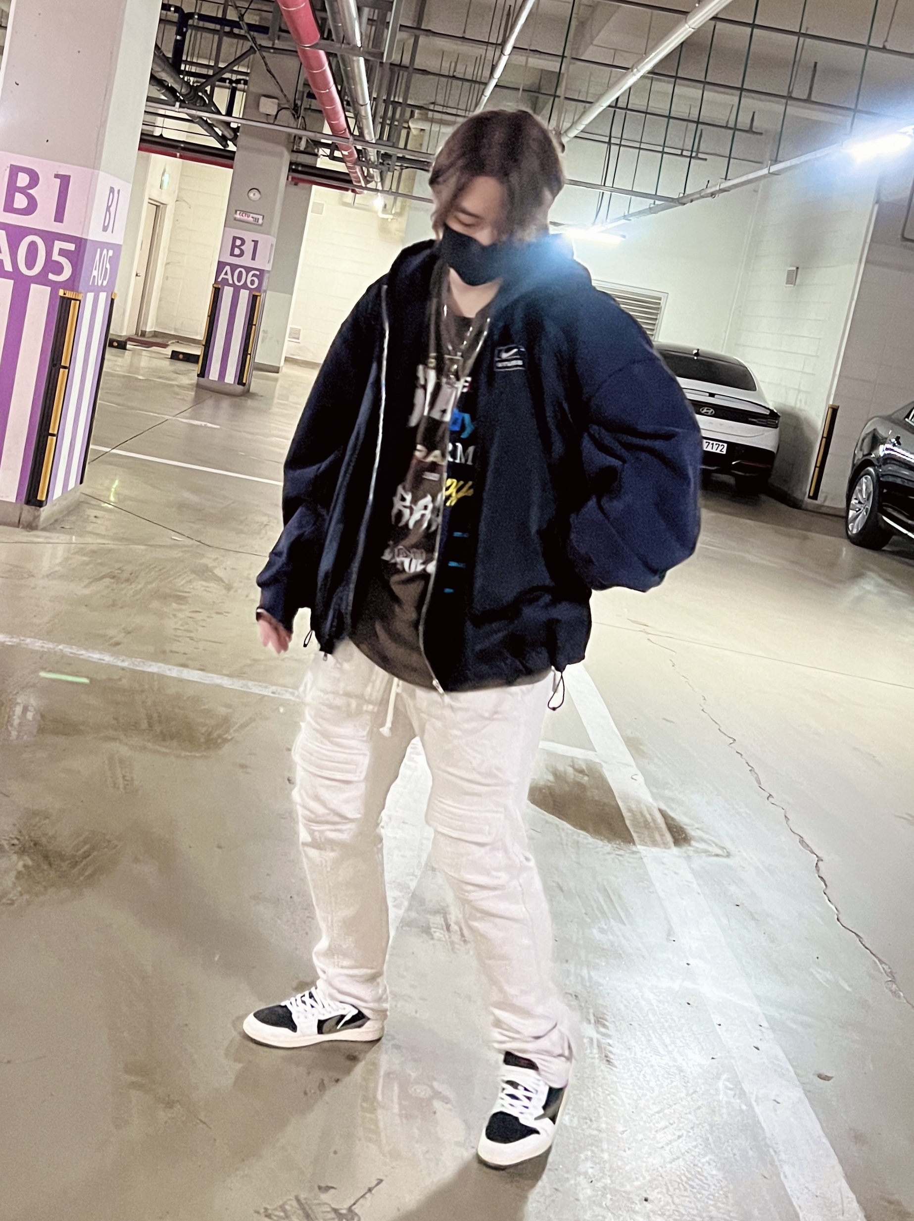 Project G/R Happiness Zip Hoodie Navy, Nike x Stussy NRG FL Storm-Fit Jacket Black (DO5304-010) 착용 스타일 - 1