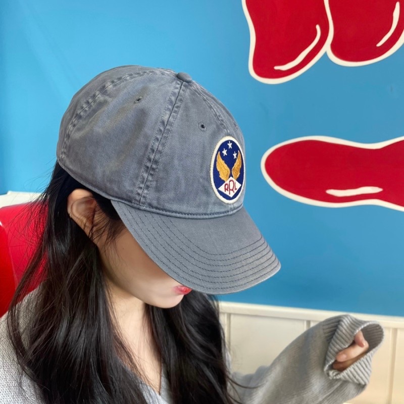 Double RL Garment Dyeing Twill Ball Cap Blue 착용 스타일 - 2