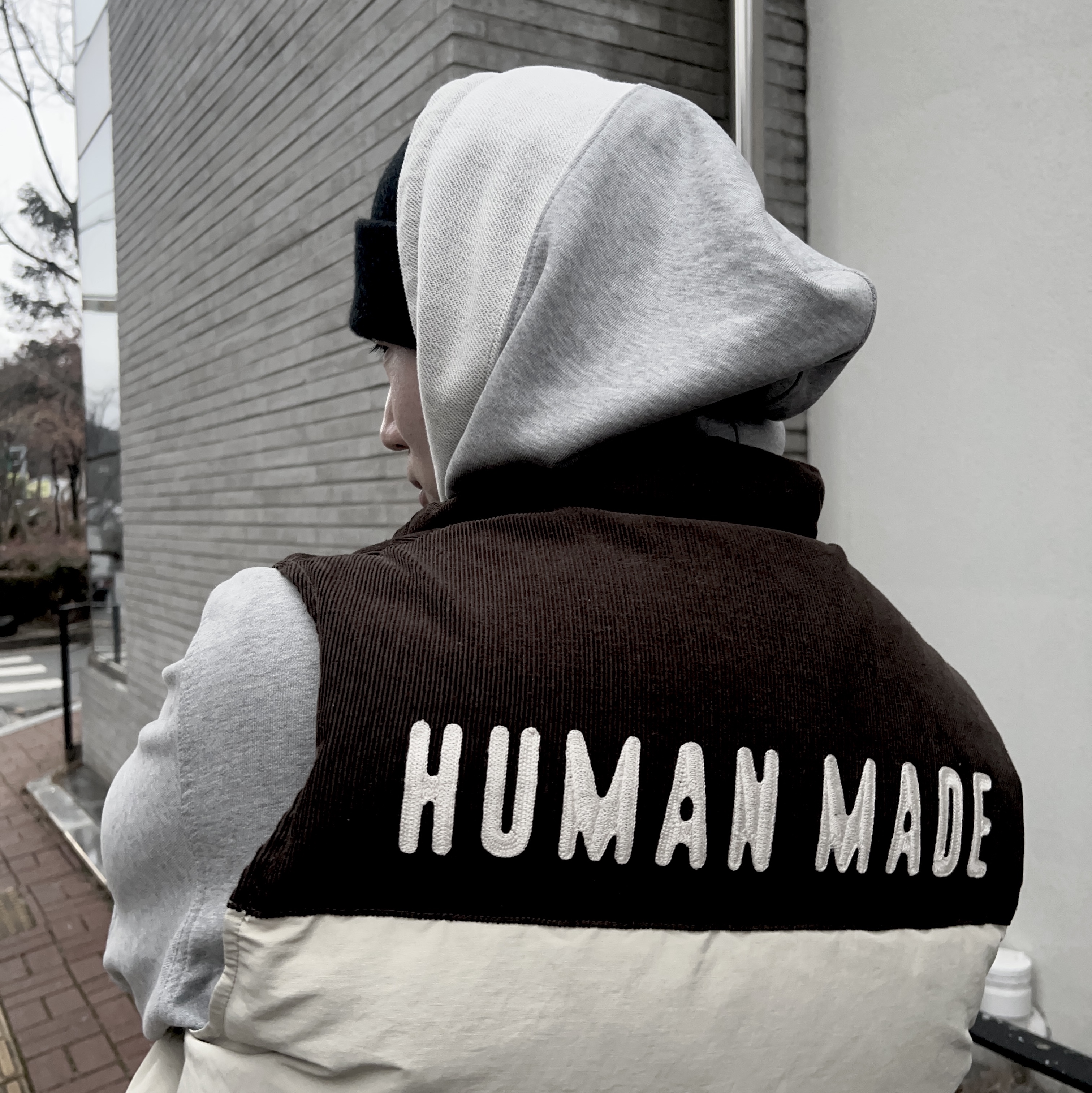 Human Made Reversible Down Vest Beige, Stussy Gore-Tex 3 Layer Camo Pants 착용 스타일 - 2
