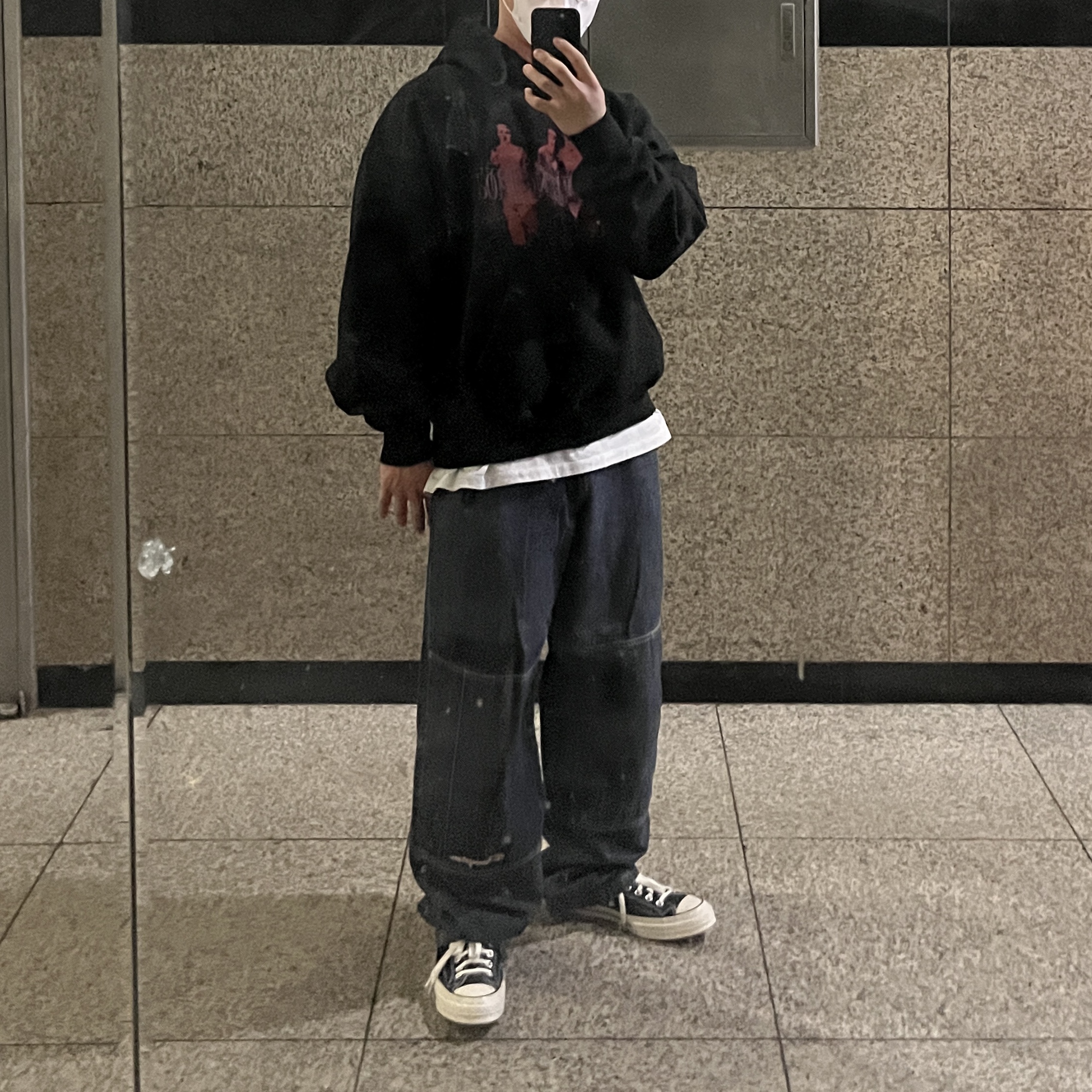 Undermycar Goldentouch Damage Wahsed Hood Skully - 23SS 착용 스타일 - 1