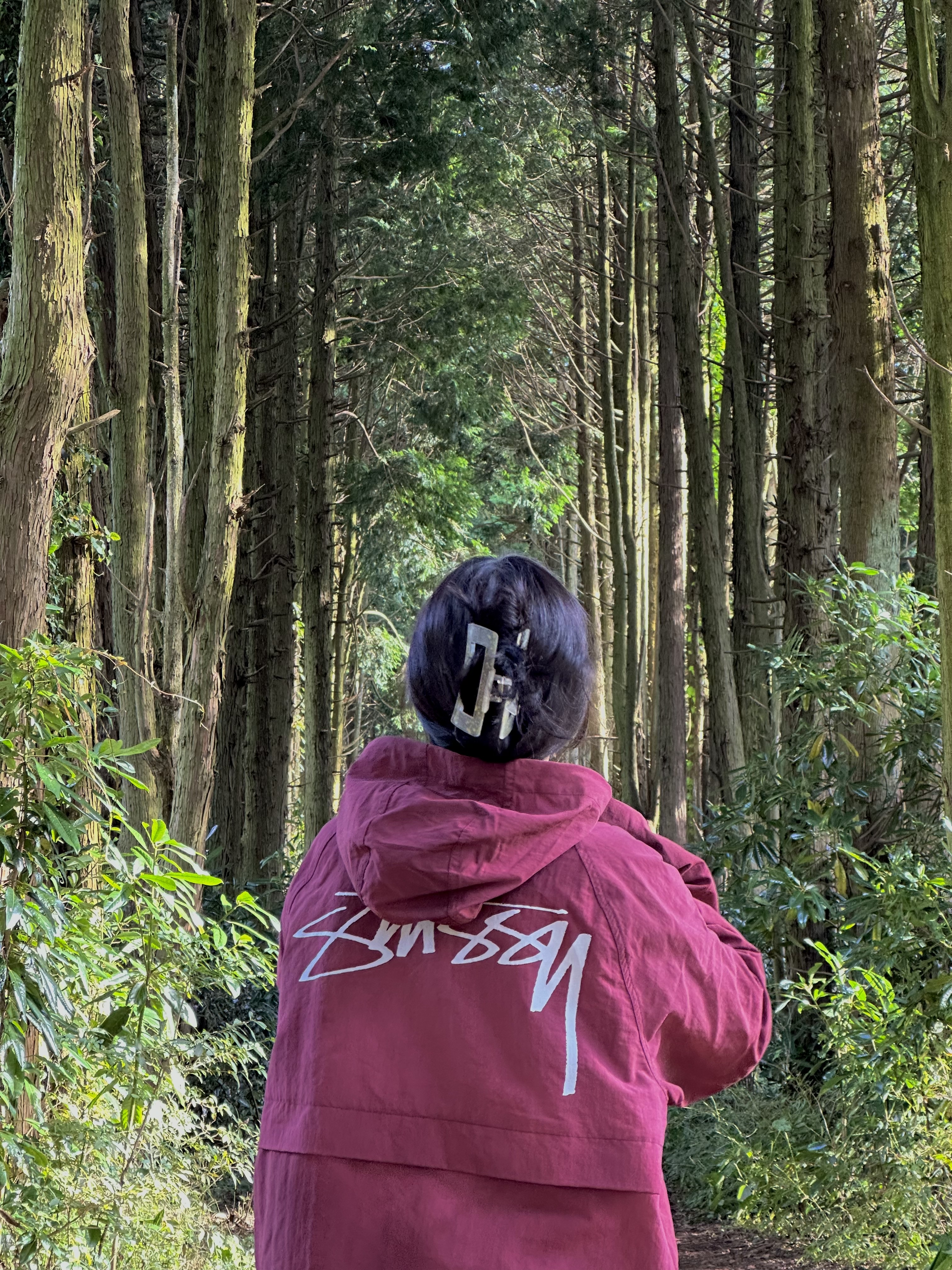 Stussy Wave Dye Beach Shell Jacket Maroon 착용 스타일 - 1