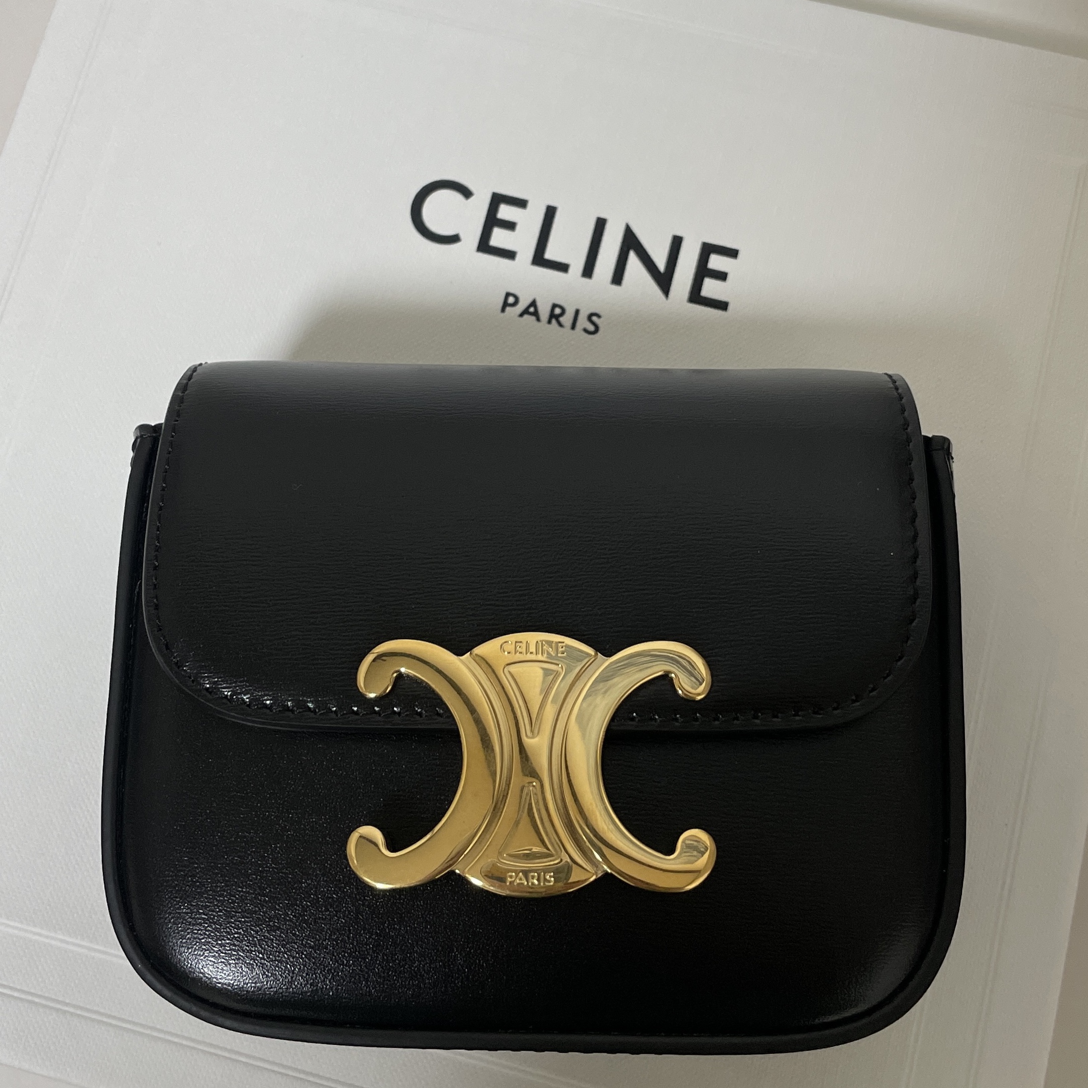 Celine Mini Claude in Shiny Calfskin Black 착용 스타일