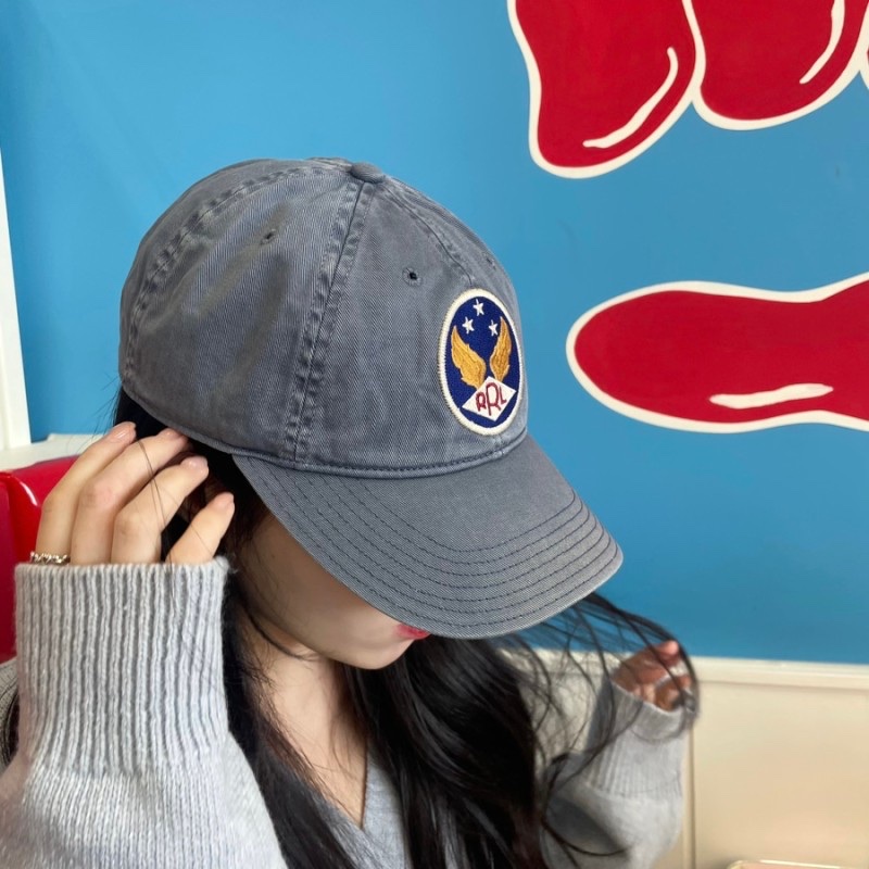 Double RL Garment Dyeing Twill Ball Cap Blue 착용 스타일 - 1