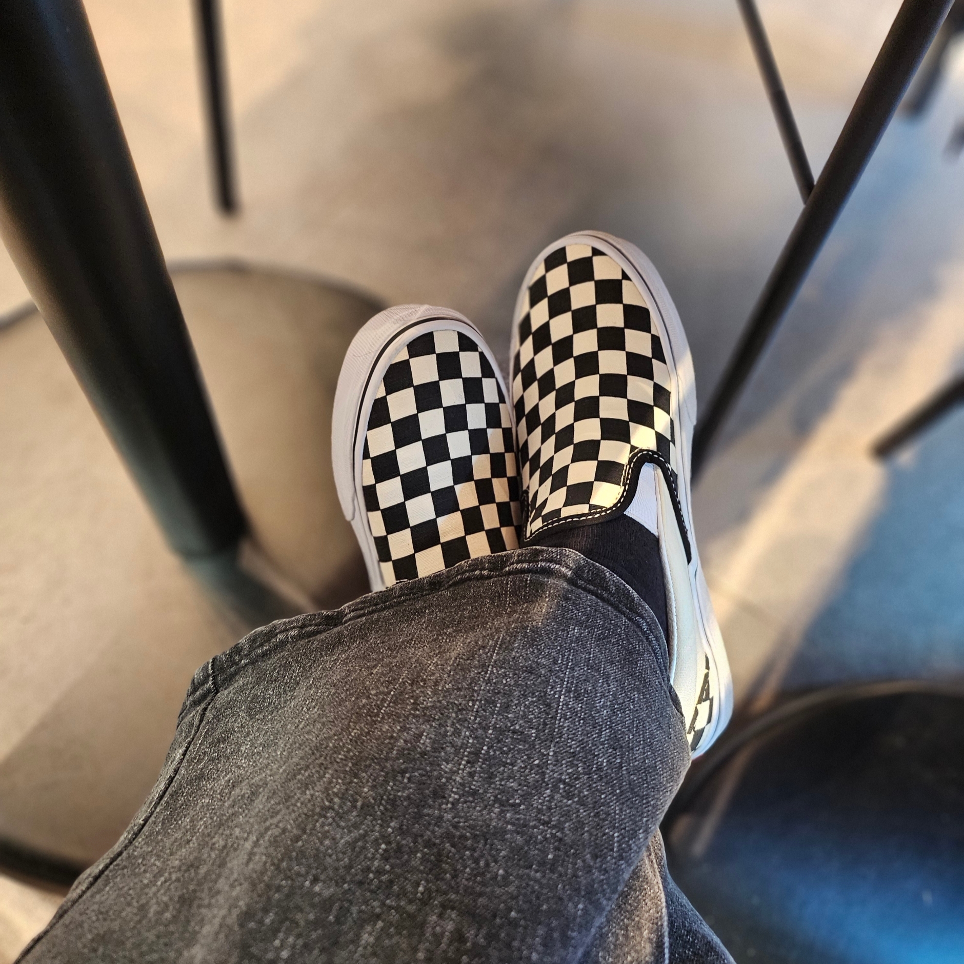 Vans Slip-On Checkerboard 착용 스타일