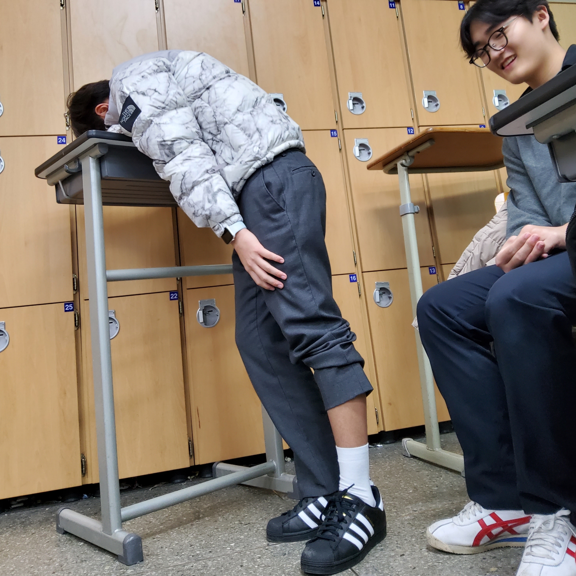 The North Face White Label Novelty Nuptse Down Jacket P White, Adidas Superstar Core Black White 착용 스타일