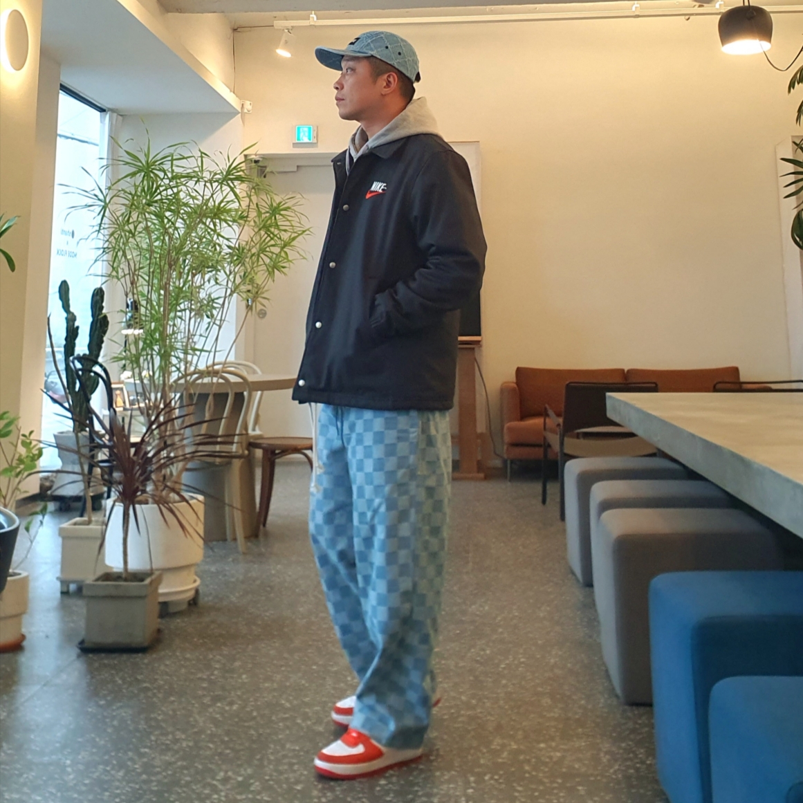 Nike Air Force 1 '07 LV8 Athletic Club Rush Orange Washed Teal, Nike NSW Trend WC 1 Jacket Midnight Navy - Asia 착용 스타일 - 3
