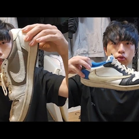 Jordan 1 x Travis Scott x Fragment Retro Low OG SP Military Blue, Jordan 1 x Travis Scott Retro Low OG SP Sail and Ridgerock 착용 스타일 - 2