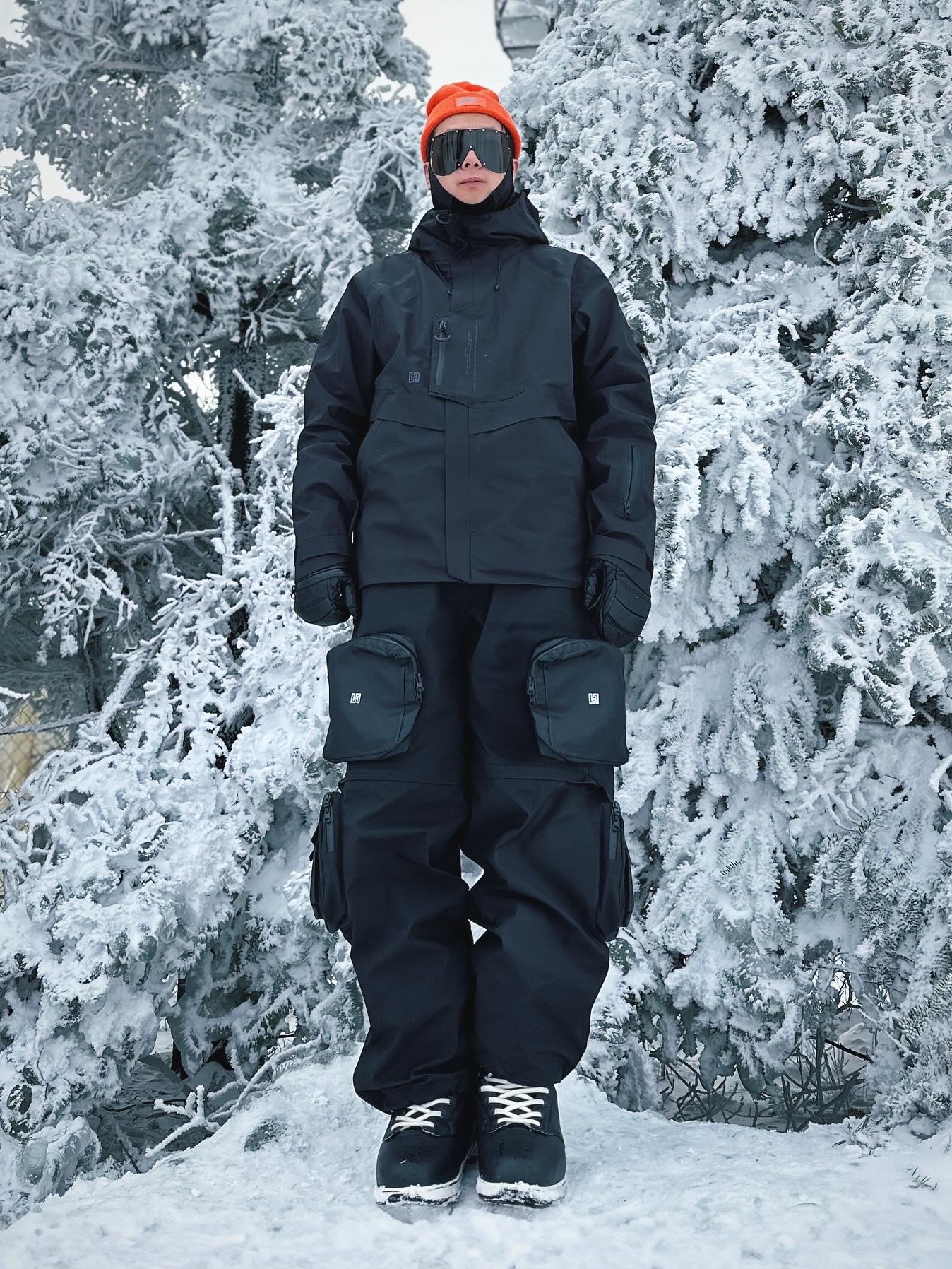 HRTM x NAROO V101 Half Balaclava Black, HRTM H114 Hexagon Poket 3L Jacket Black 착용 스타일 - 3