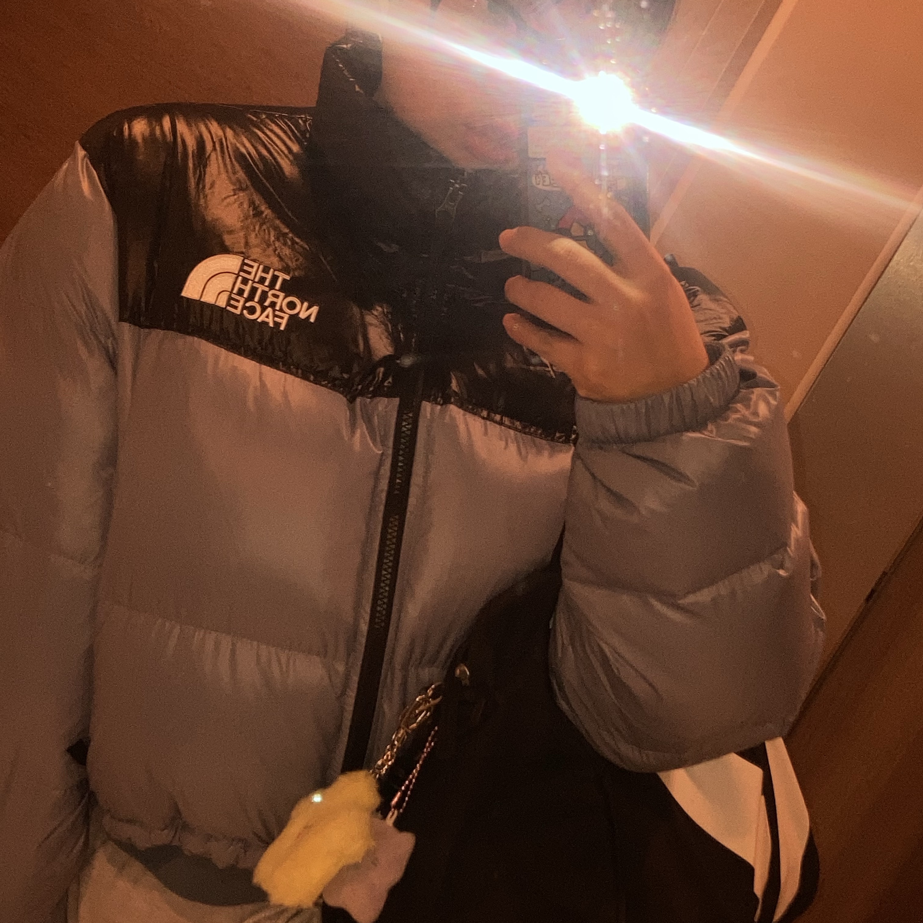 (W) The North Face Nuptse Short Jacket Folk Blue 착용 스타일 - 1