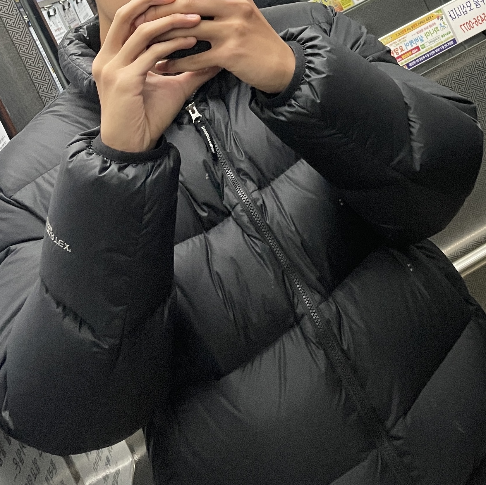 Thisisneverthat Pertex T Down Jacket Black 착용 스타일