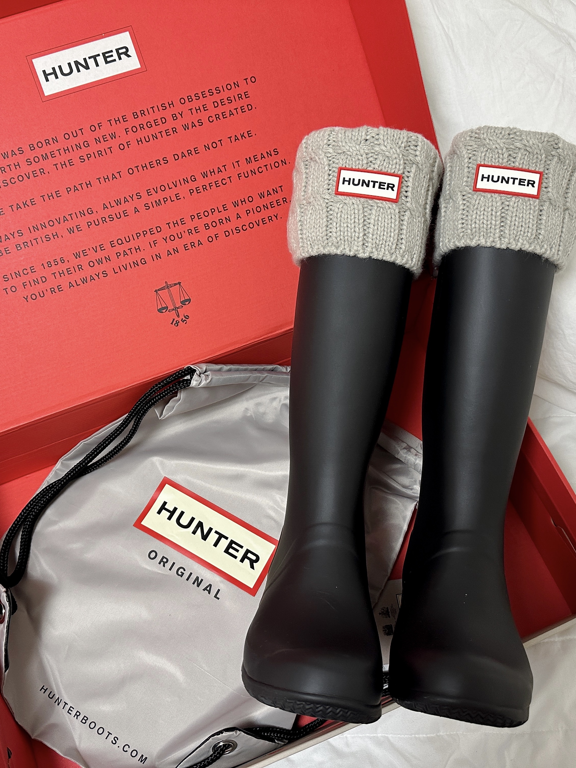 (W) Hunter Original Tour Foldable Tall Wellington Boots Black 착용 스타일 - 2