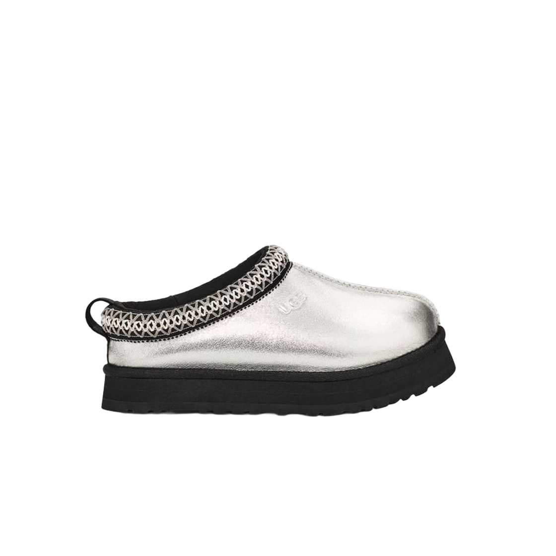 (키즈) 어그 타즈 레더 슬리퍼 실버 메탈릭((Kids) UGG Tazz Leather Slipper Silver Metallic) - 1