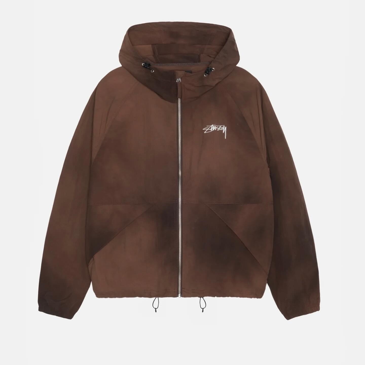 Stussy Wave Dye Beach Shell Jacket Coffee 착용 스타일 - 1