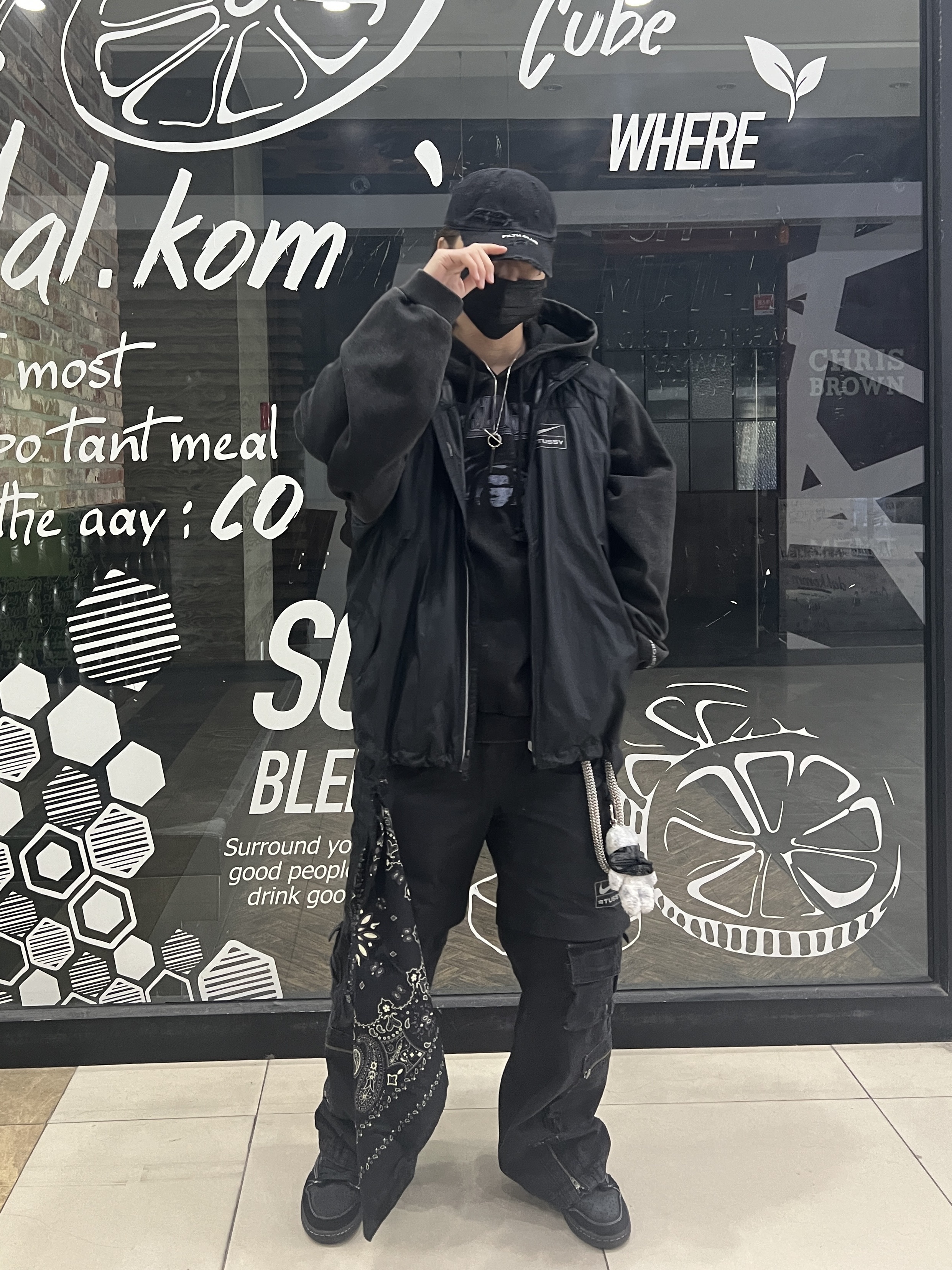 Project G/R Distressed Filth Club Cap Washed Black, Project G/R Mind Slaughter Vintage Washeed Hoodie Black 착용 스타일 - 3