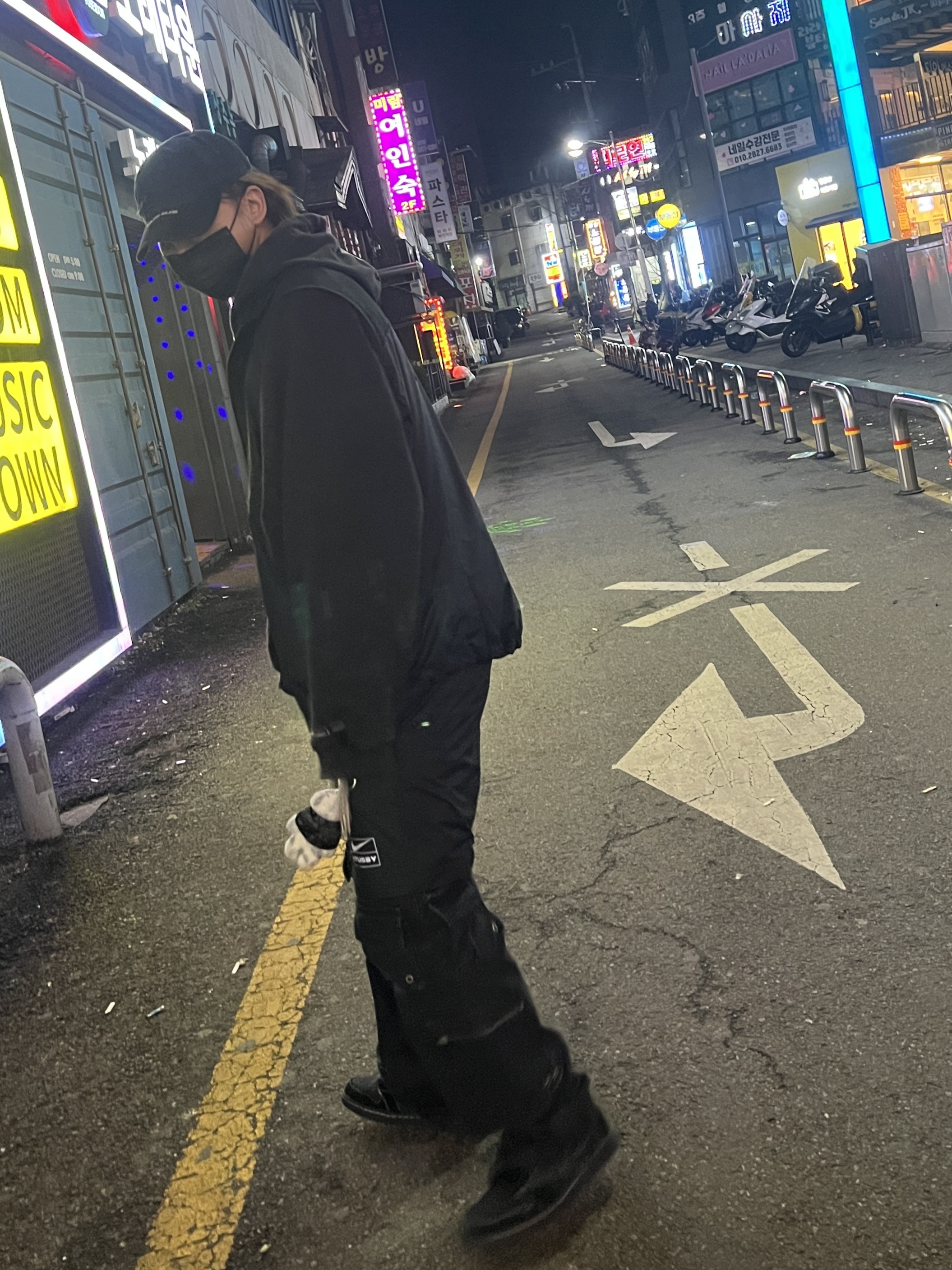 Project G/R Distressed Filth Club Cap Washed Black, Project G/R Mind Slaughter Vintage Washeed Hoodie Black 착용 스타일 - 2