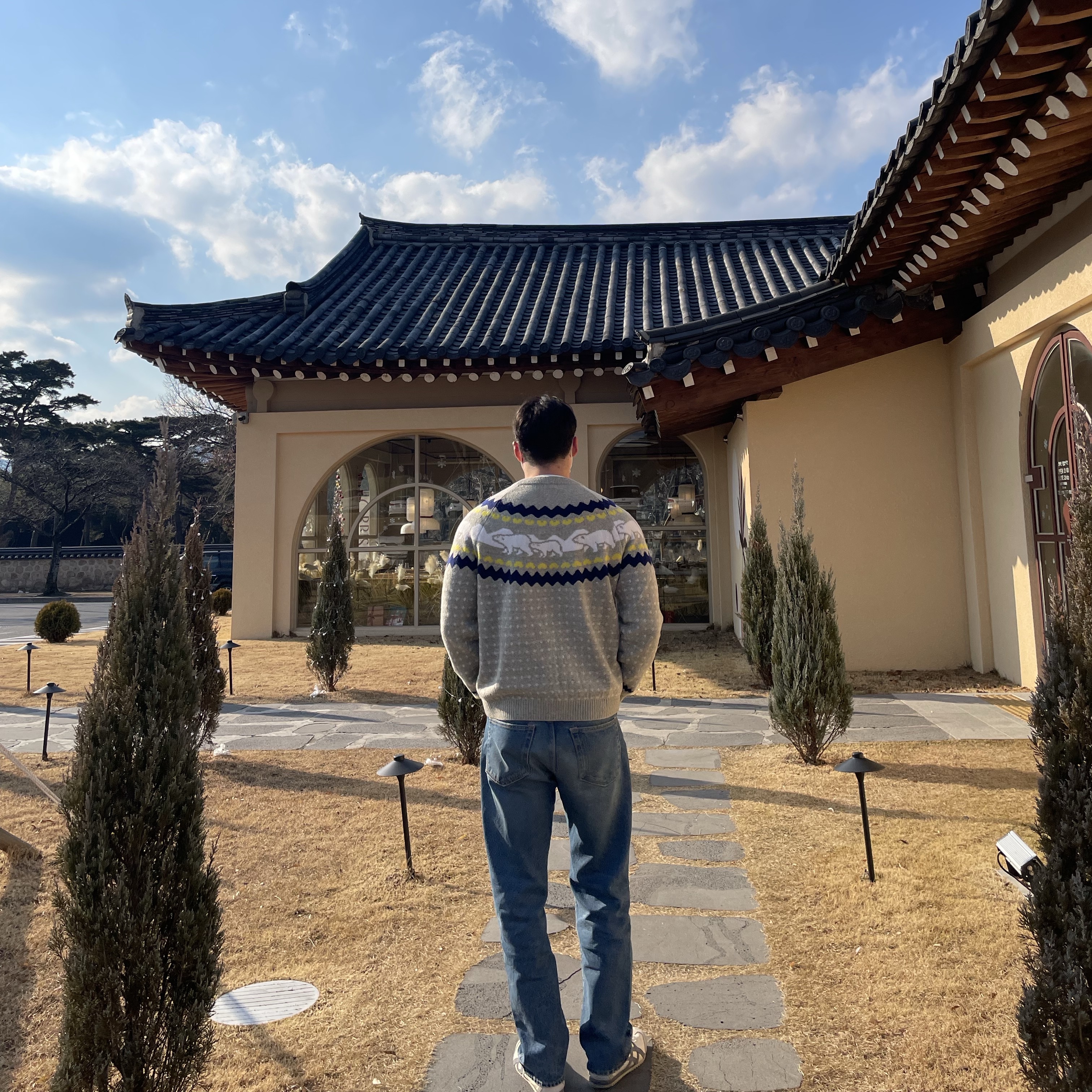 Human Made Nordic Jacqurd Knit Sweater Gray 착용 스타일 - 2