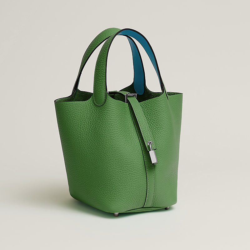 Hermes Picotin Lock 18 Eclat bag Clemence Swift & Palladium Vert Yucca Celeste 착용 스타일 - 2