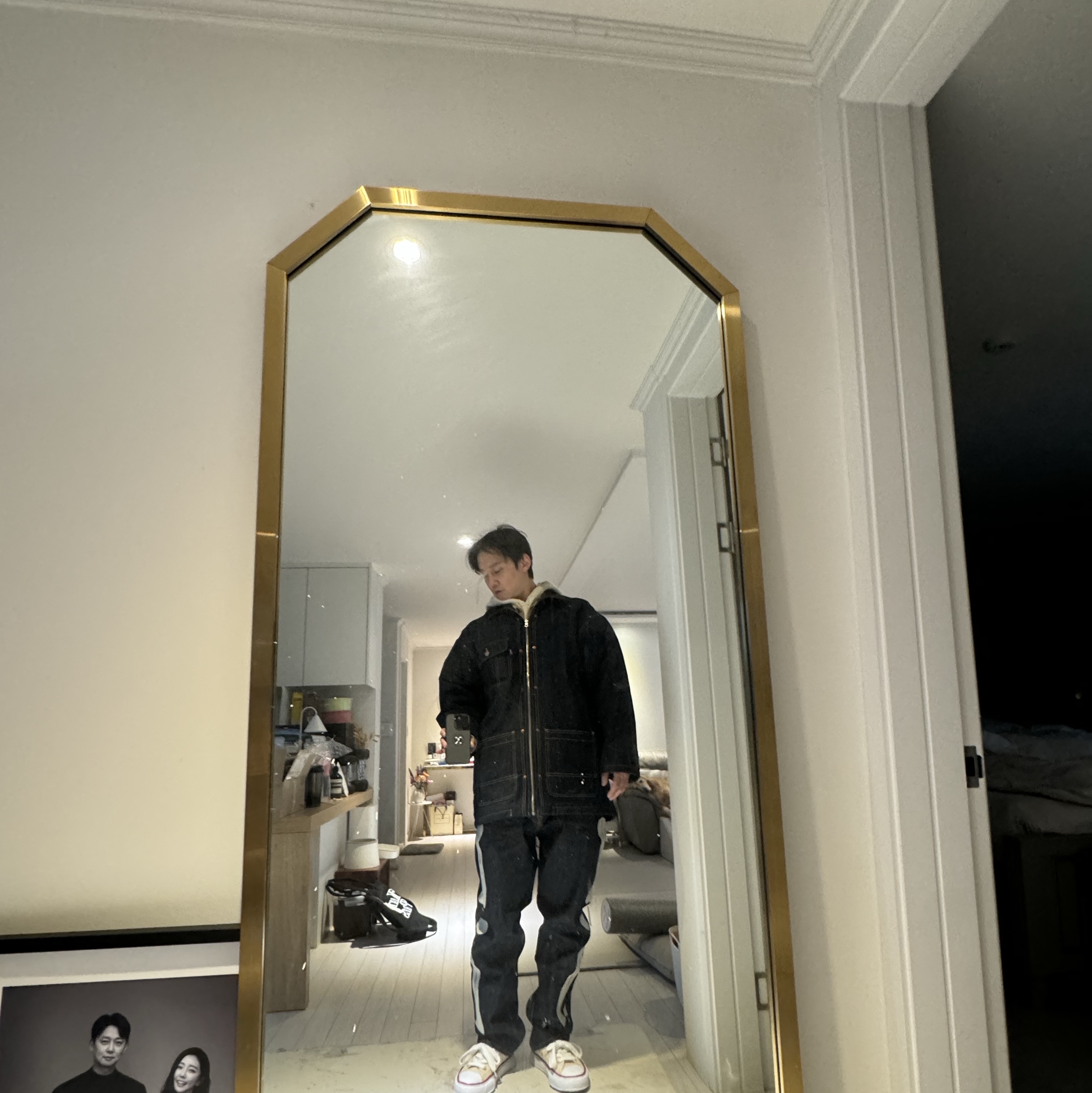 Kapital 12.5 oz. Denim Mexican Tuxedo 5P Okagilly Pants Indigo, Maison Mihara Yasuhiro Peterson OG Sole Canvas Low-top Sneakers Natural 착용 스타일 - 4