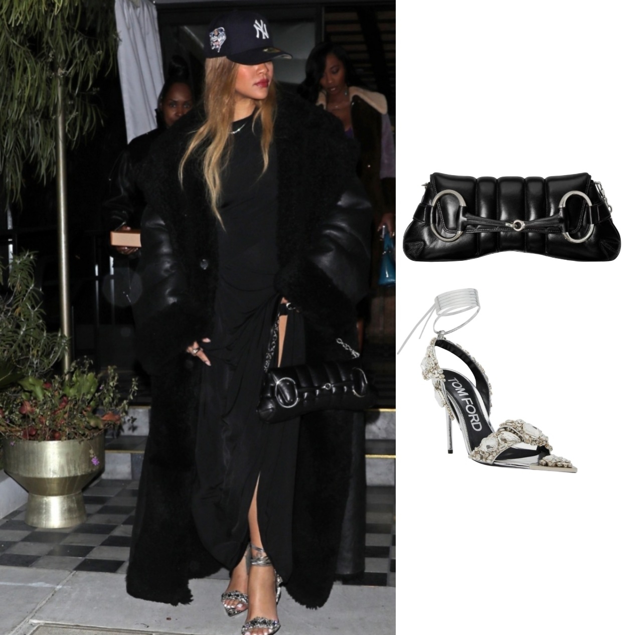 Gucci Horsebit Chain Medium Shoulder Bag Black Leather 착용 스타일 - 1