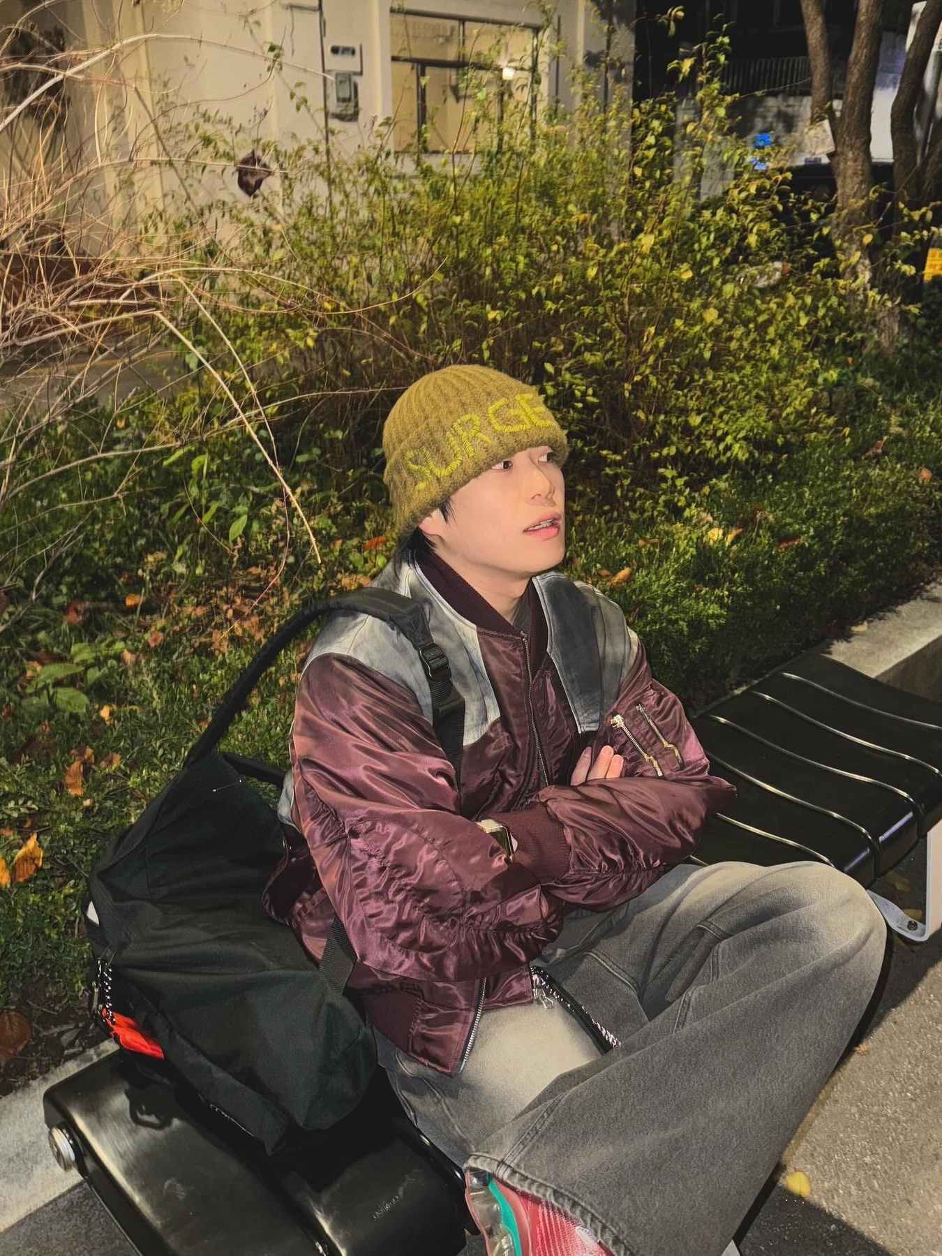Surgery Hand Stitch Embroidery Logo Beanie Olive, Asics x Kiko Kostadinov Gel-Quantum Levitrack Fired Brick 착용 스타일 - 2