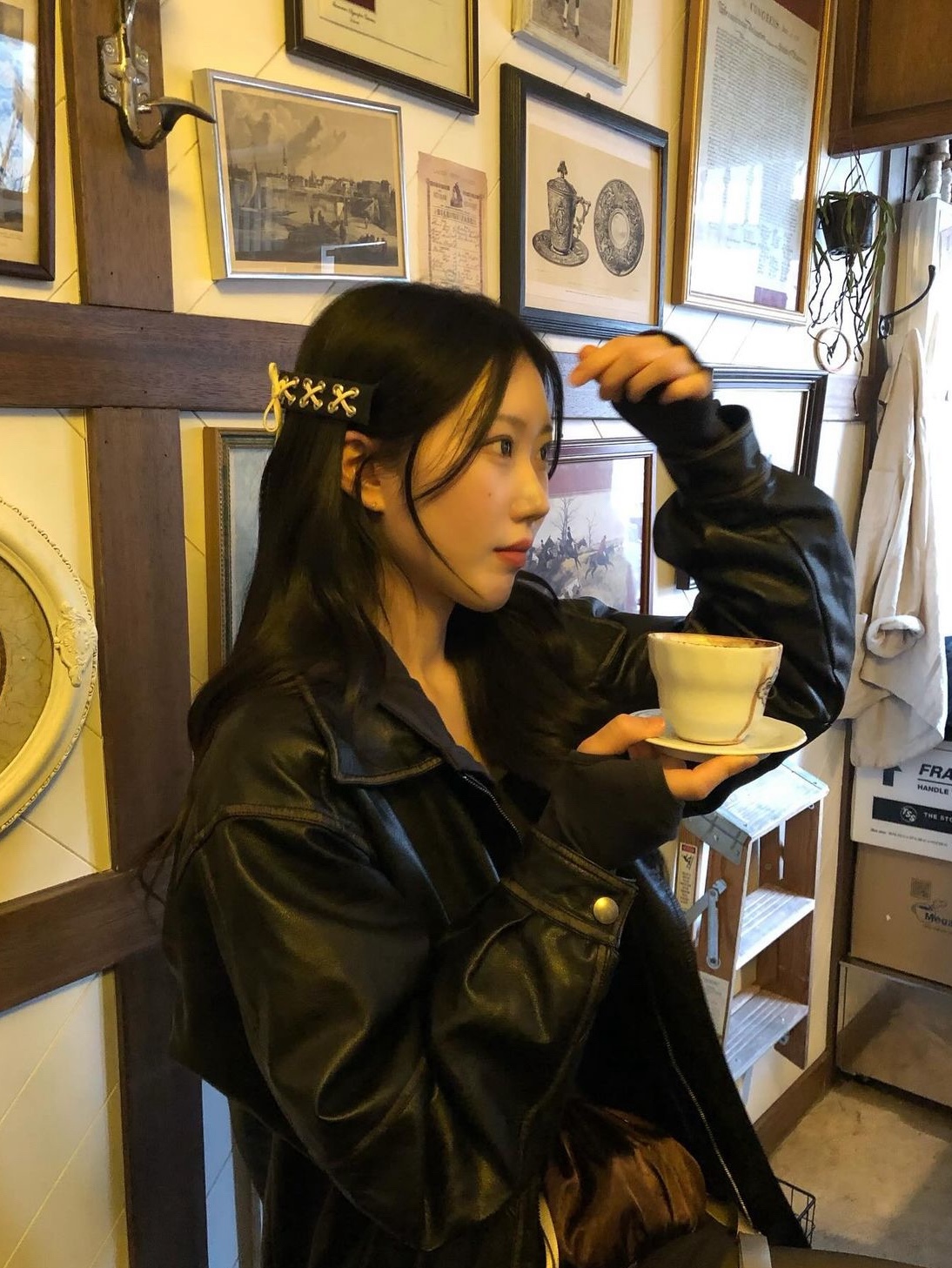 Nff String Ribbon Hairpin Mint, Nff String Ribbon Hairpin Black 착용 스타일