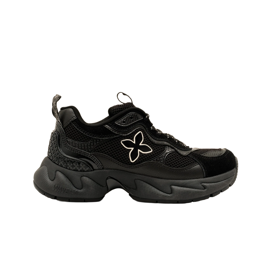 (W) 에스엠에프케이 컴패스 웨이브 레트로 조깅 슈즈 블랙((W) SMFK Compass Wave Retro Jogging Shoes Black)