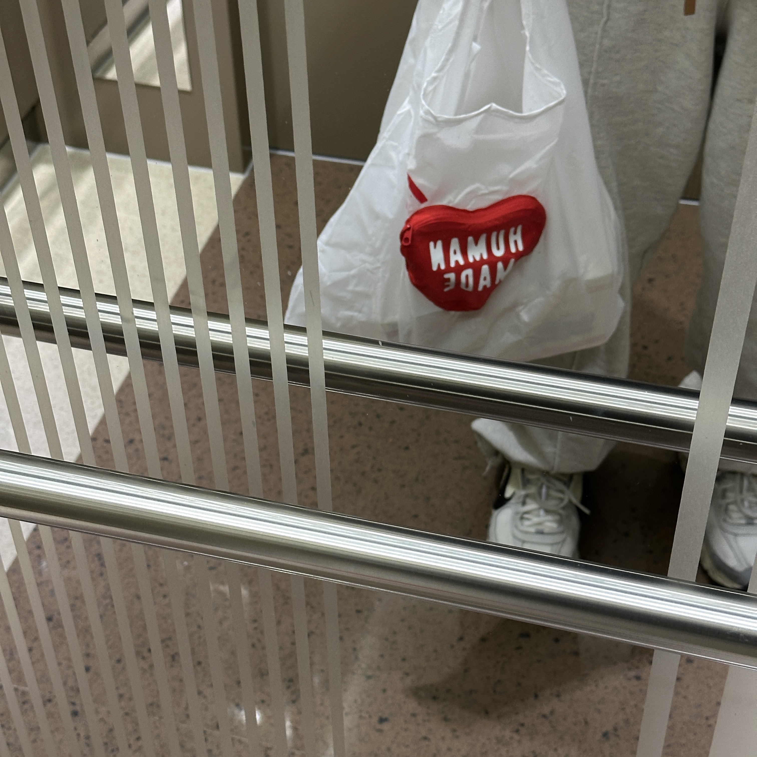 Human Made Packable Nylon Tote Bag White 착용 스타일