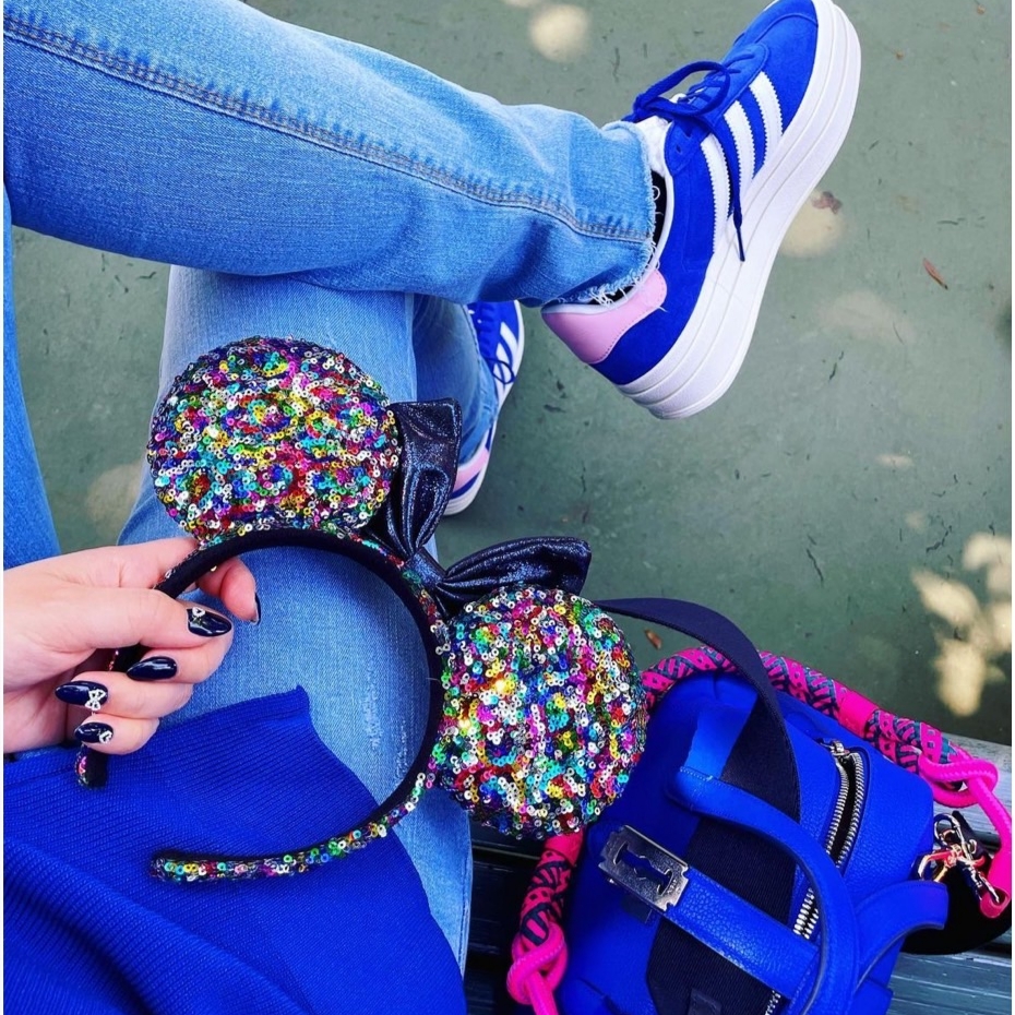 (W) Adidas Gazelle Bold Blue Pink 착용 스타일 - 1