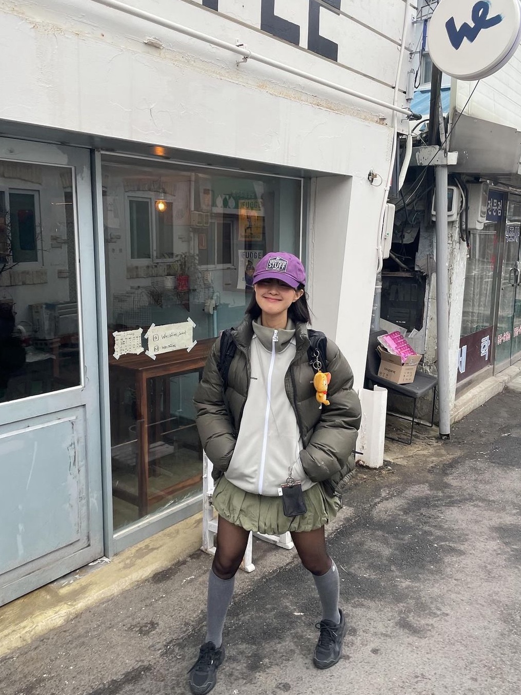 Nff Anonymous Stuff Cap Violet, Nff Anonymous Stuff Cap Green 착용 스타일