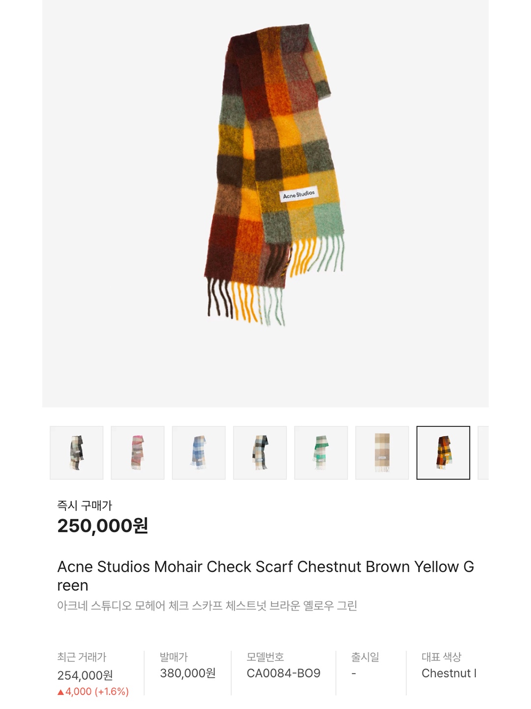 Acne Studios Mohair Check Muffler Chestnut Brown Yellow Green, CDG Logo Check Muffler Blue 착용 스타일 - 7