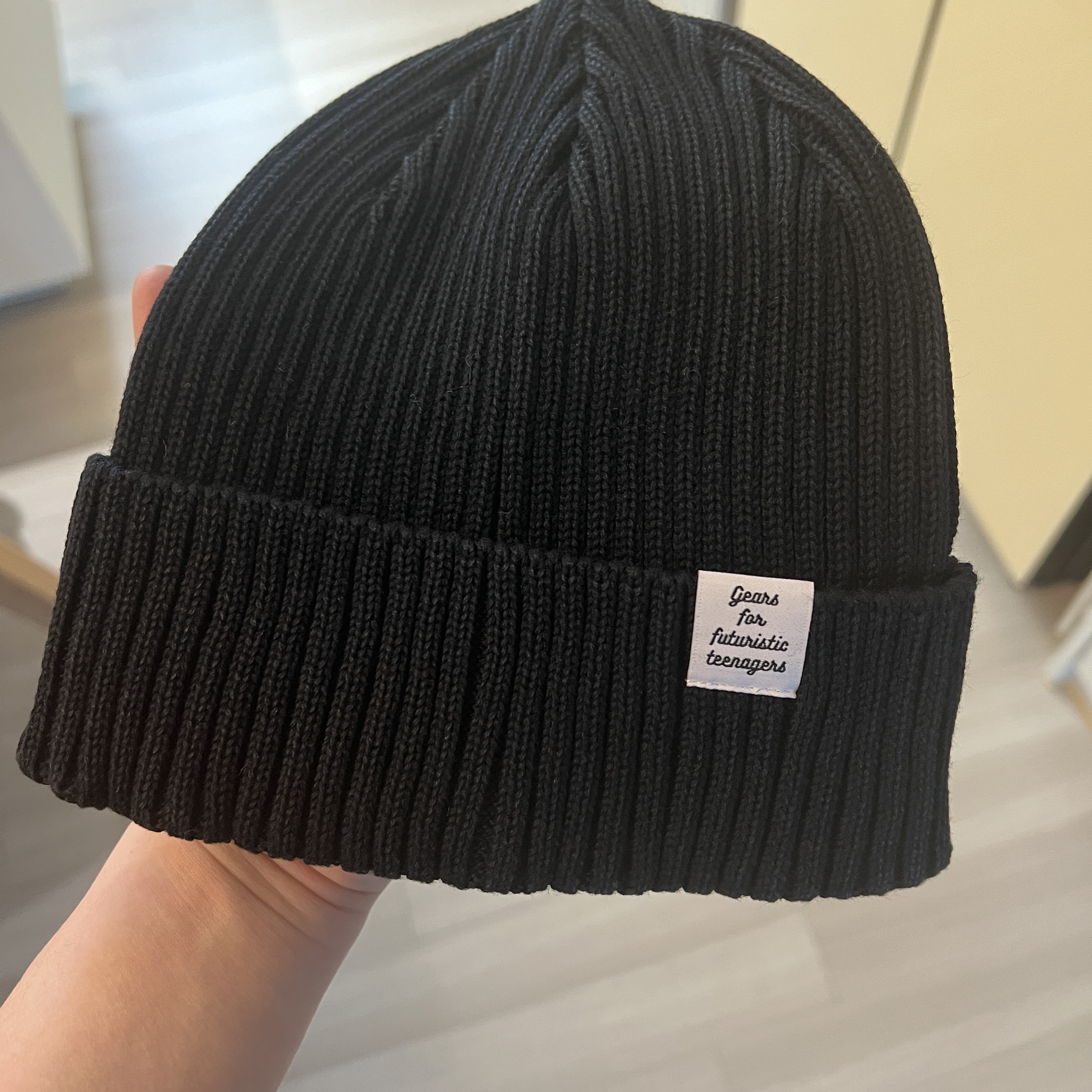 Human Made Cotton Rib Beanie Black 착용 스타일 - 1