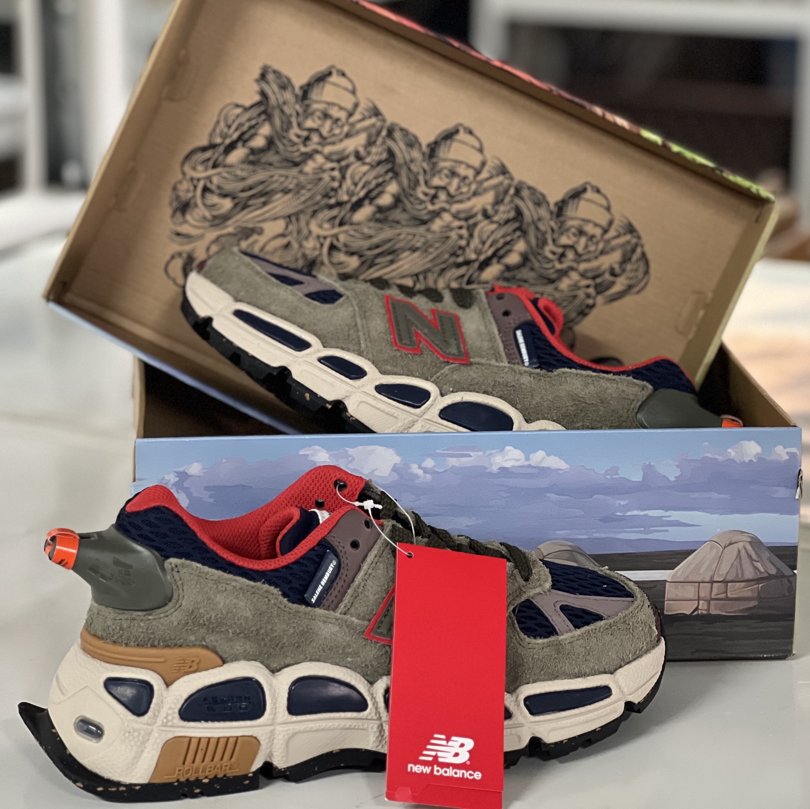 New Balance x Salehe Bembury 574 Yurt Team Forest Green 착용 스타일