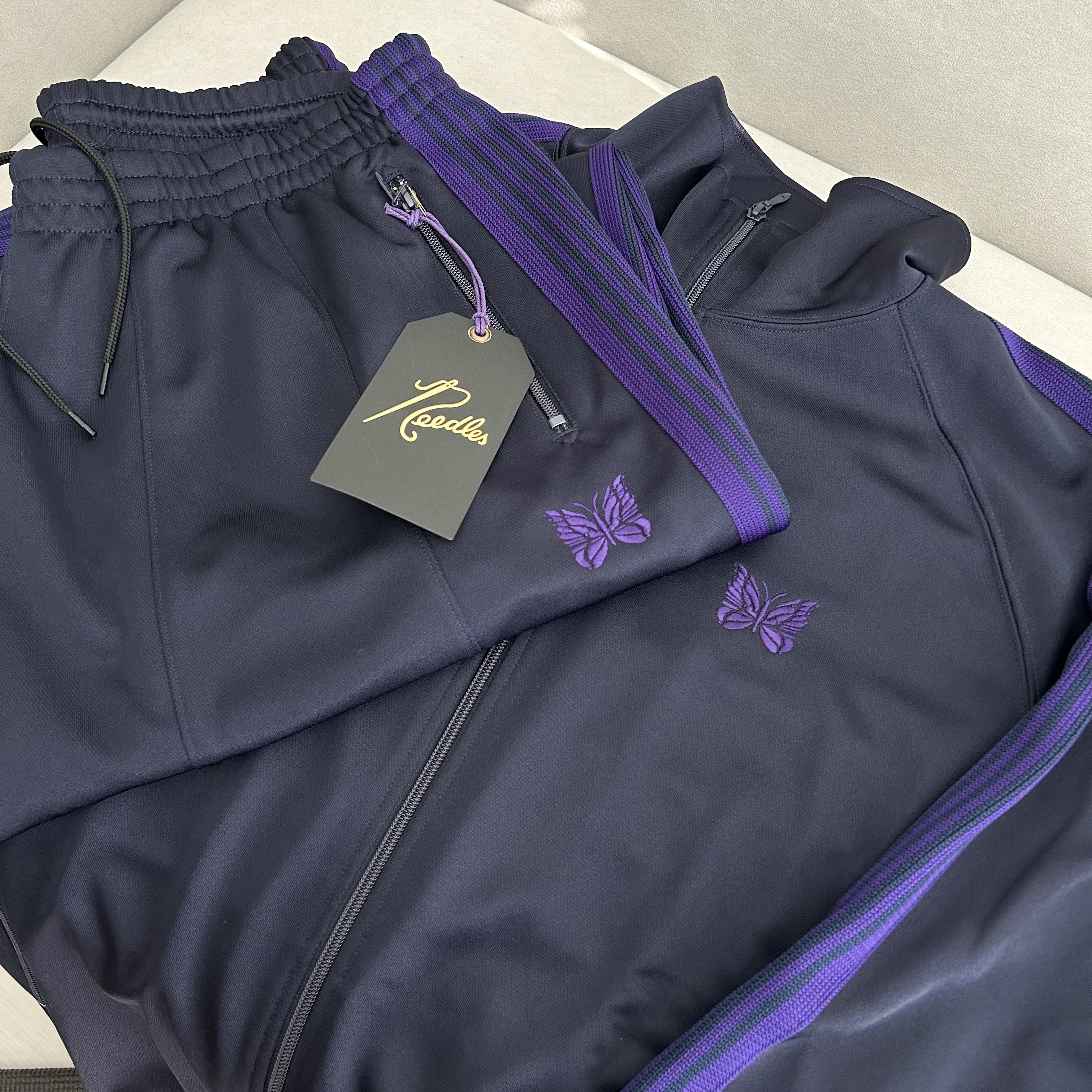 Needles H.D. Track Pants Poly Smooth Navy, Needles Track Jacket Poly Smooth Navy 착용 스타일