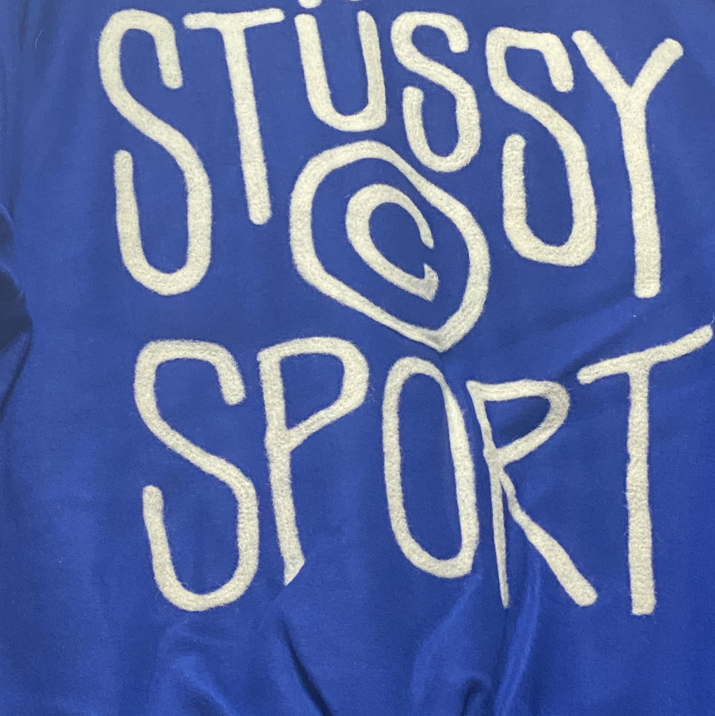 Stussy Sport Melton Varsity Jacket Royal 착용 스타일