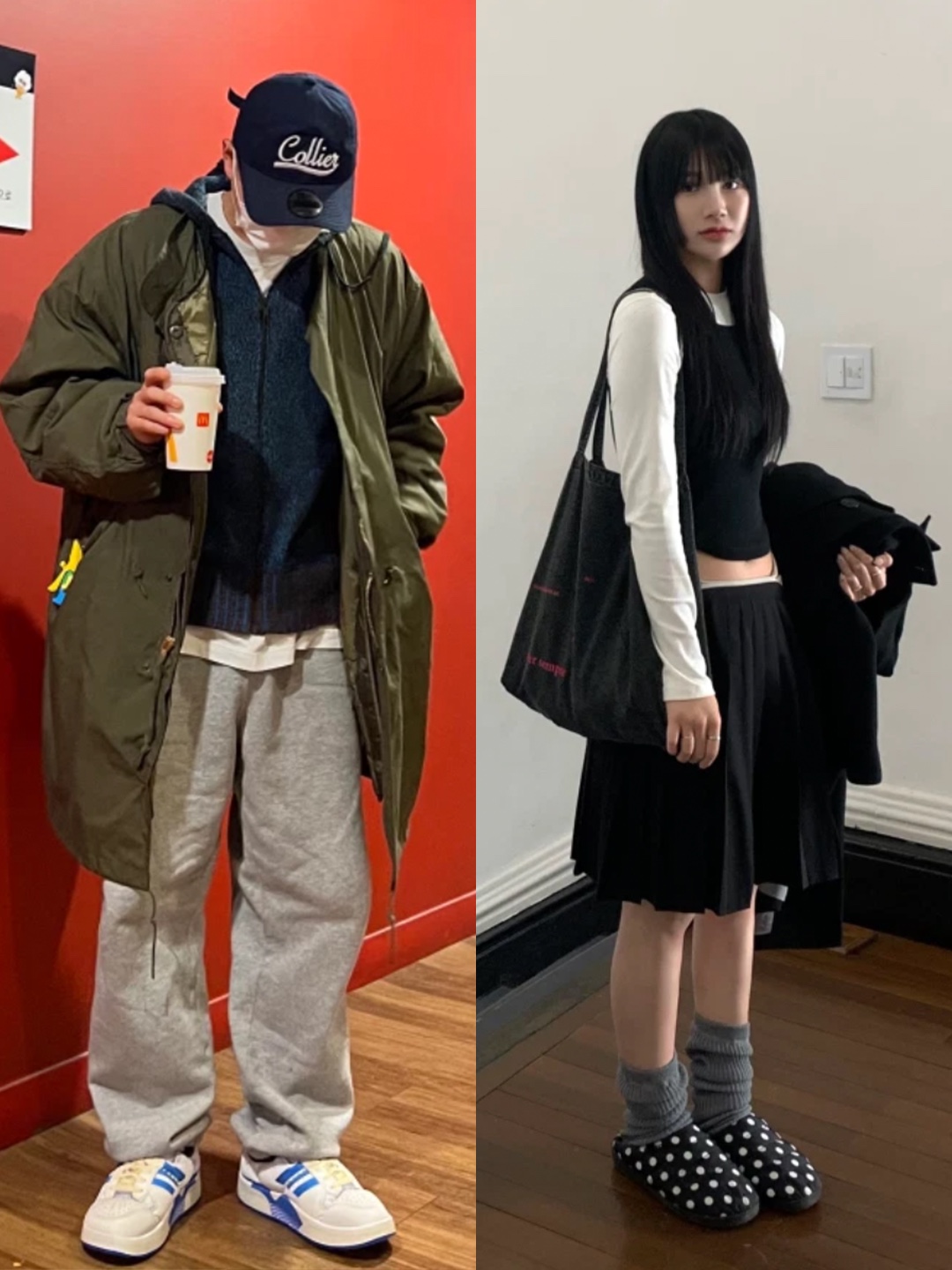The North Face Nuptse Mule Black, Adidas Puffylette Core Black 착용 스타일 - 3