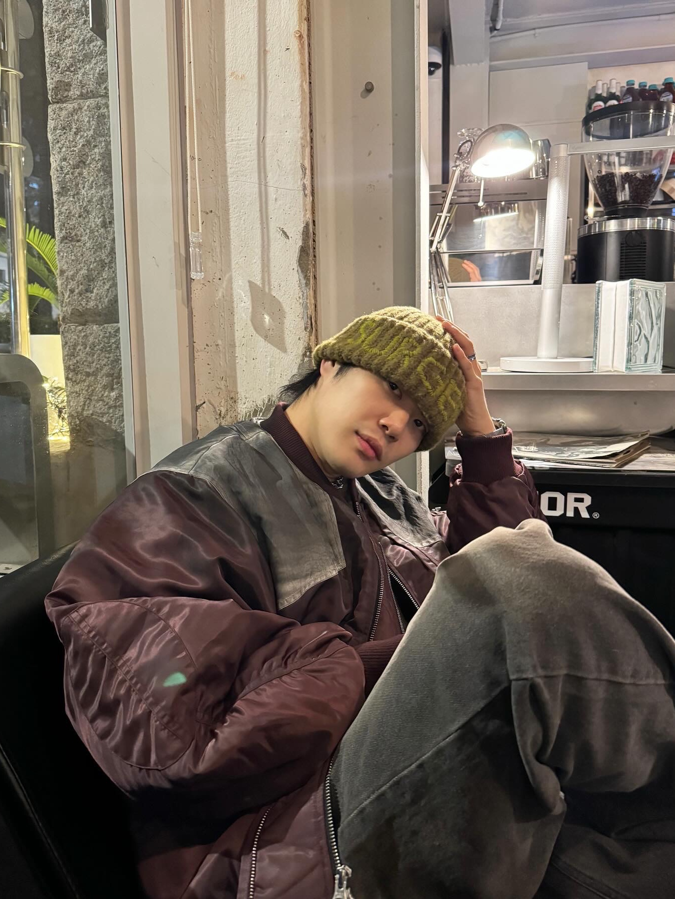 Surgery Hand Stitch Embroidery Logo Beanie Olive, Asics x Kiko Kostadinov Gel-Quantum Levitrack Fired Brick 착용 스타일 - 5