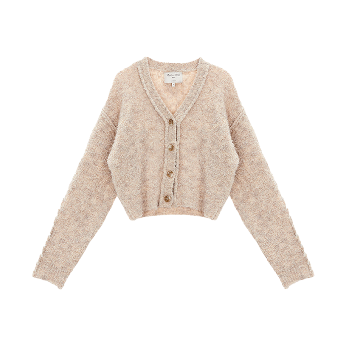 (W) Matin Kim Sleeve Stitch Crop Boucle Cardigan Beige 상세 이미지 1