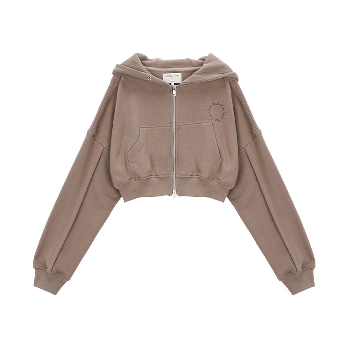 (W) Matin Kim Oblique Pocket Hoody Zip Up Khaki 상세 이미지 1