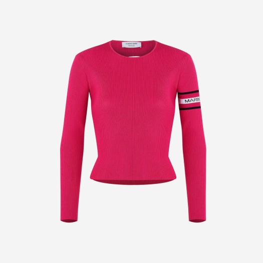 (W) 마린 세르 오픈 백 립드 스웨터 핑크