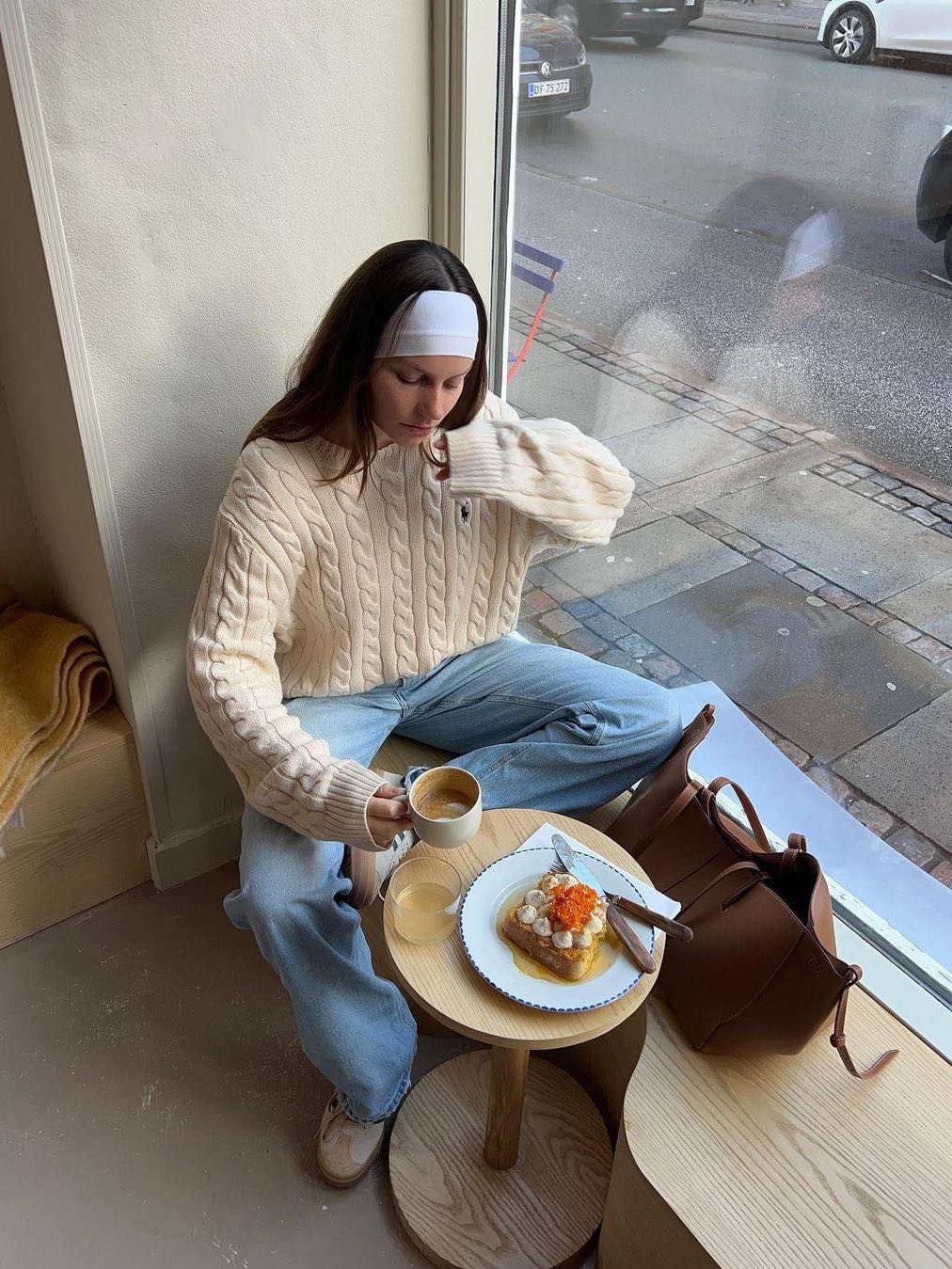 BY RANG Cable Wool Cashmere Sweater Ivory, Supreme Applique Cable Knit Sweater Ivory - 23FW 착용 스타일 - 6