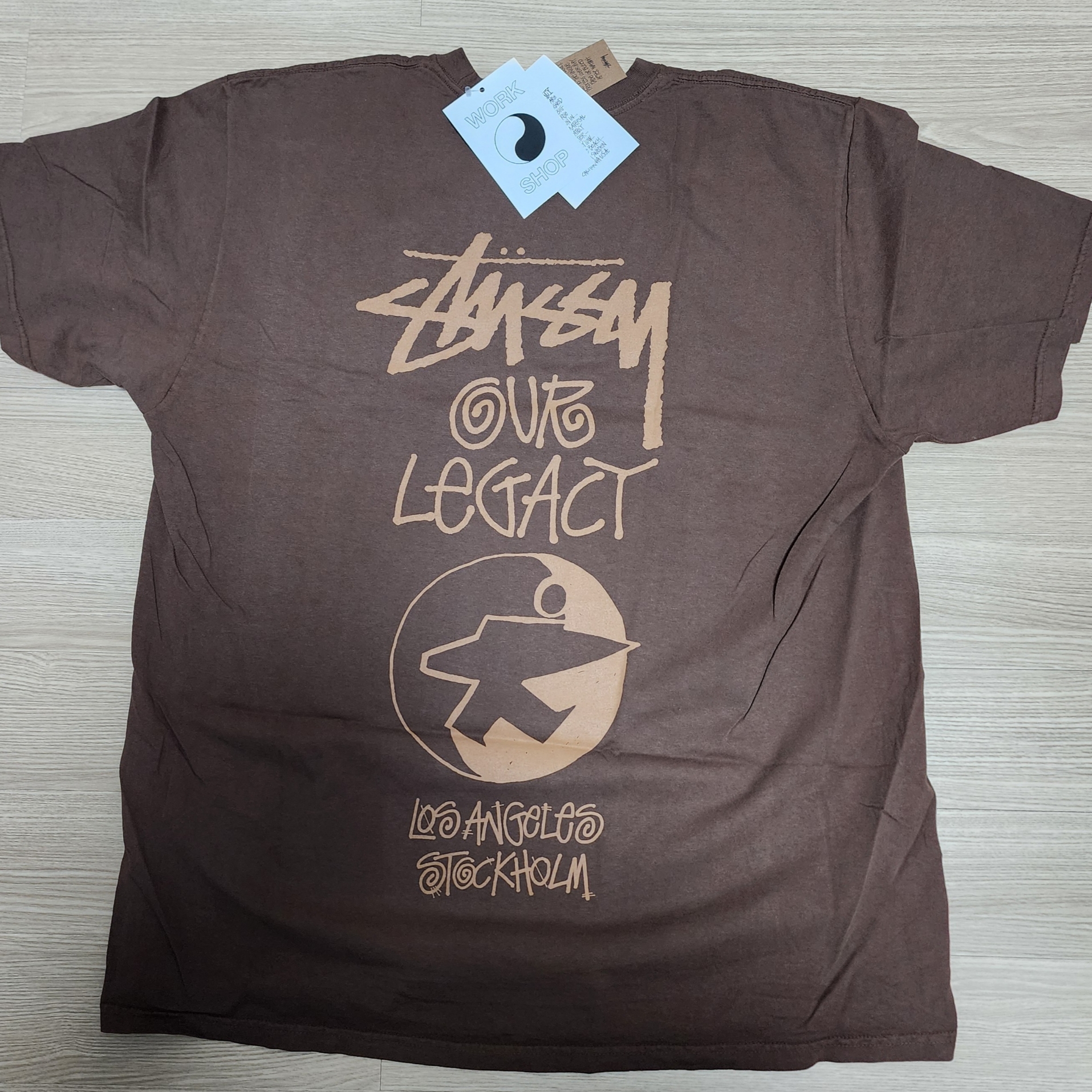 Stussy x Our Legacy Surfman Pigment Dyed T-Shirt Dark Brown 착용 스타일