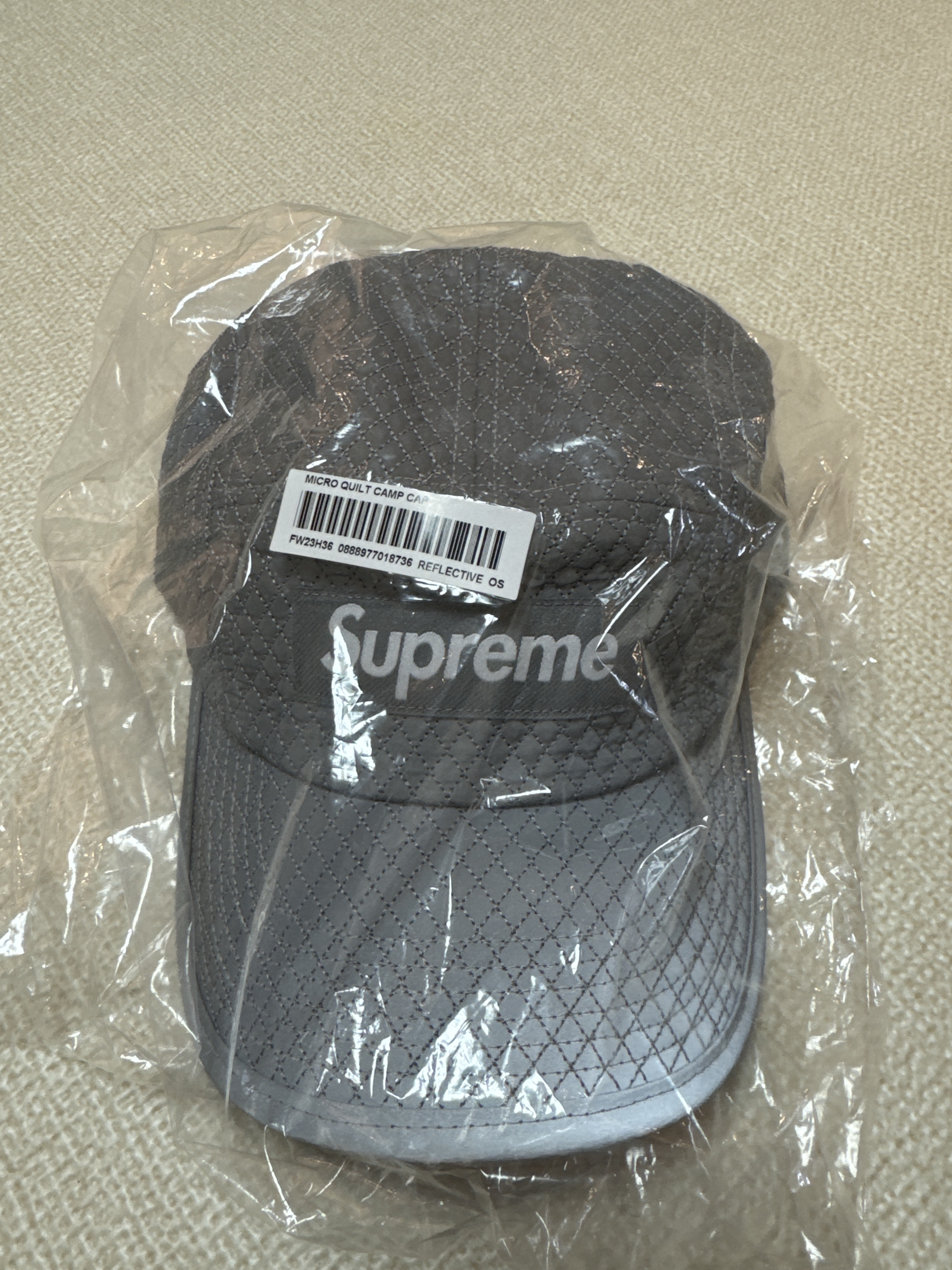Supreme Micro Quilted Camp Cap Reflective - 23FW 착용 스타일