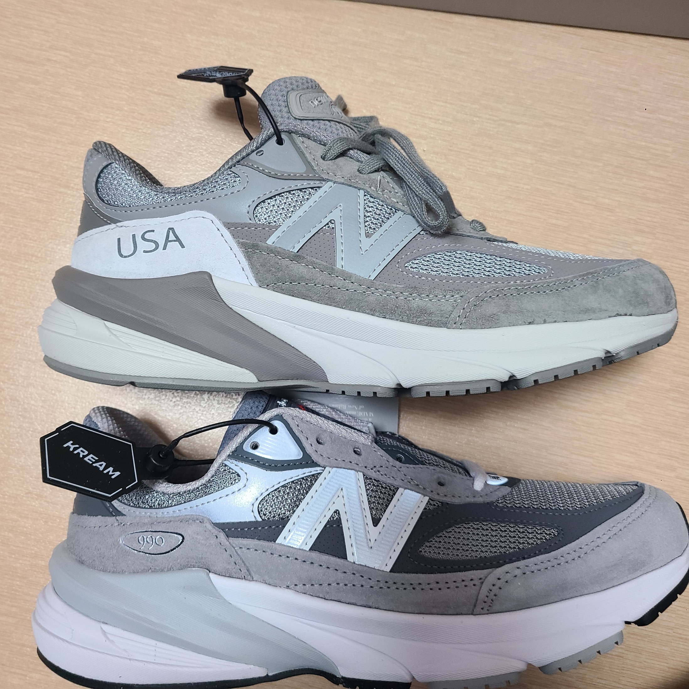 New Balance x WTAPS 990v6 Made in USA Moon Mist Mirage Gray, New Balance 990v6 Made in USA Grey - D Standard 착용 스타일 - 3