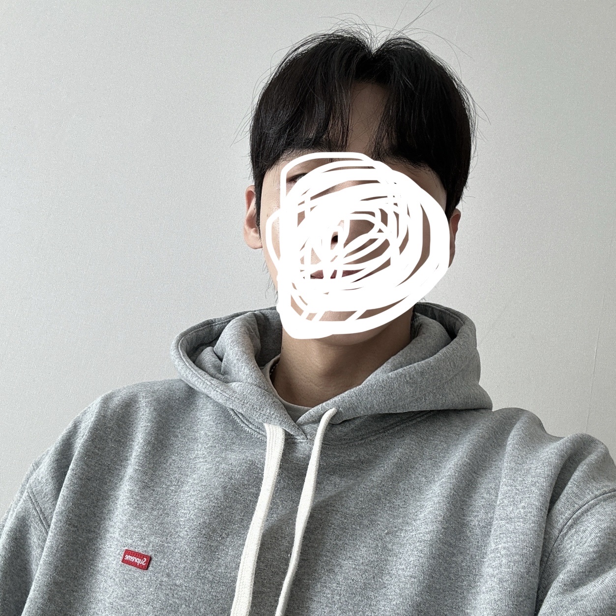 Supreme Small Box Drawcord Hooded Sweatshirt Heather Grey - 23FW 착용 스타일