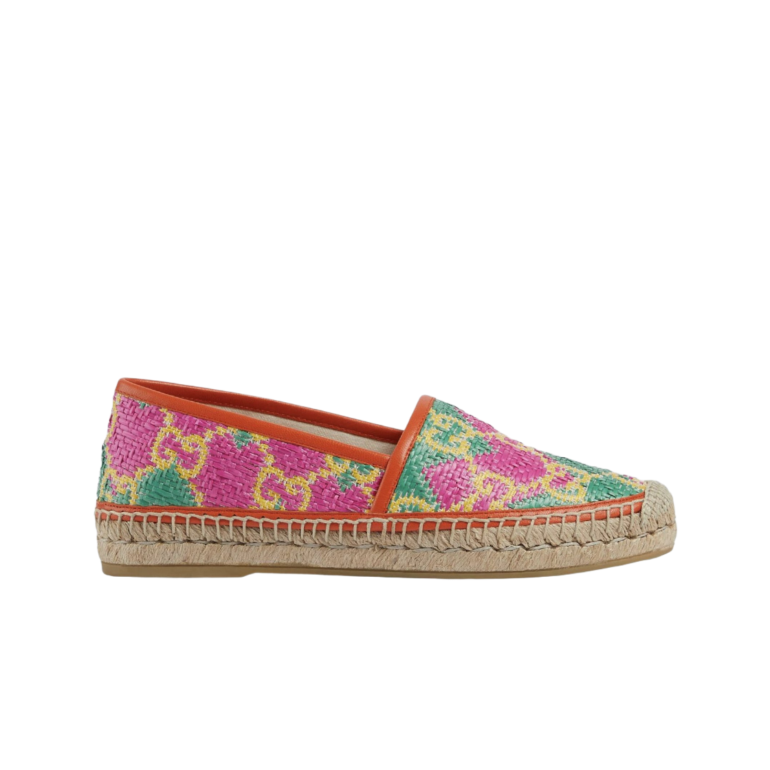 (W) 구찌 GG 에스파드리유 헤링본 스트로우 레더 멀티컬러 라피아((W) Gucci GG Espadrille Herringbone Straw Leather Multicolour Raffia) - 1