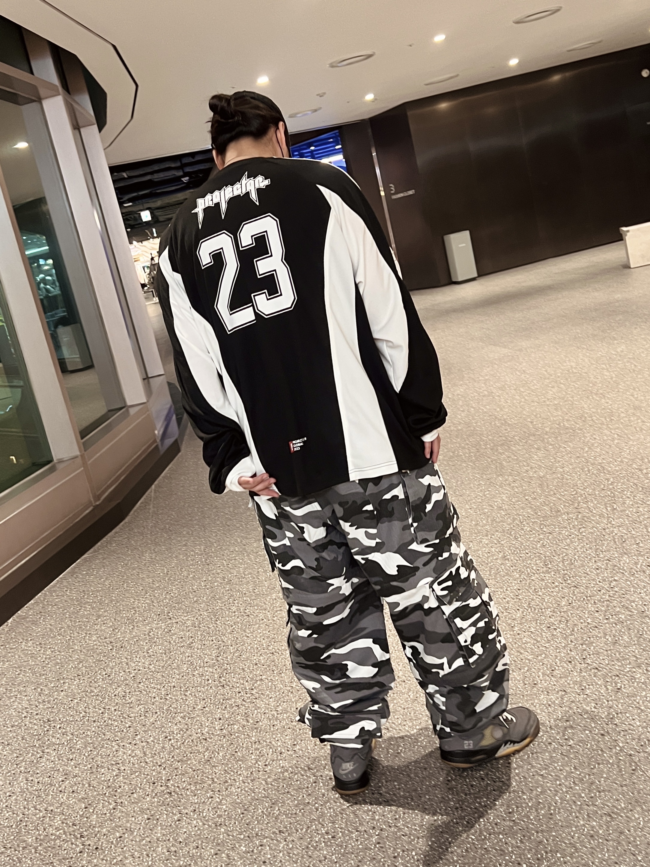 Project G/R Metalic Logo Cap Black, Project G/R Long Sleeve Football Jersey Black 착용 스타일 - 2